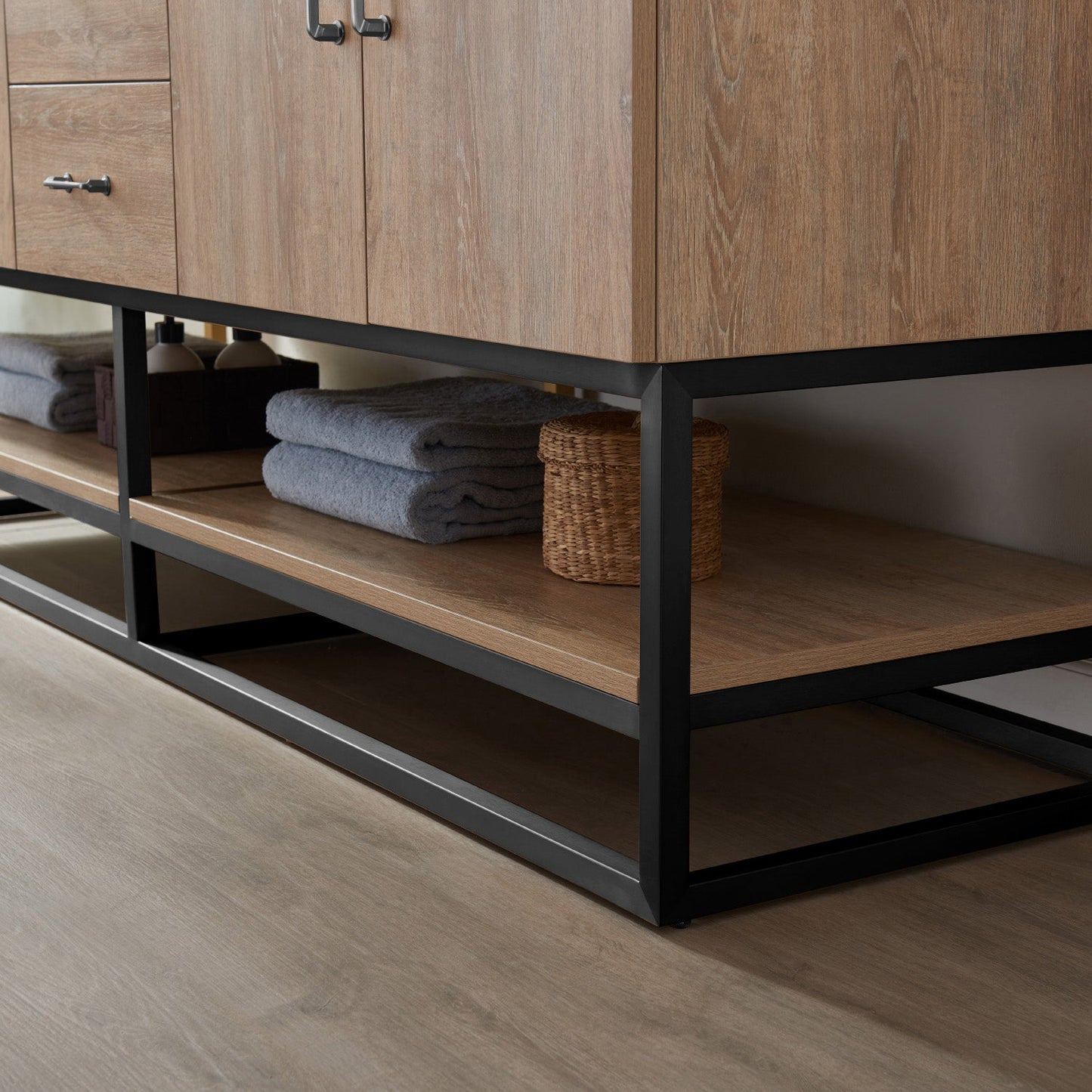 Alistair 72B" Double Vanity in North American Oak | Black