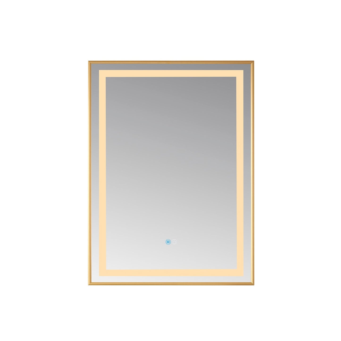Teruel 24" Rectangular Aluminum Framed LED Wall Mount Bathroom Vanity Mirror in Gold