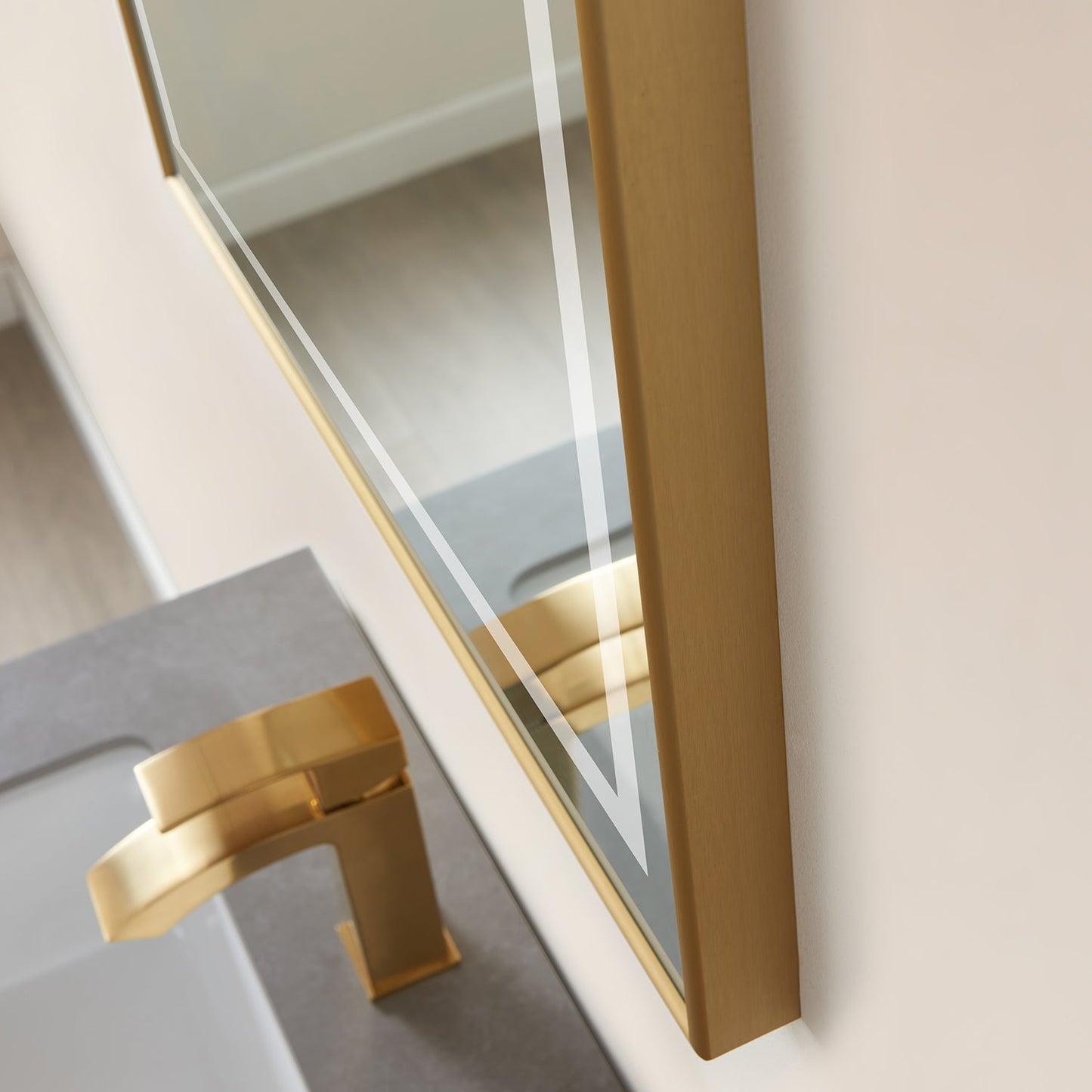 Teruel 24" Rectangular Aluminum Framed LED Wall Mount Bathroom Vanity Mirror in Gold