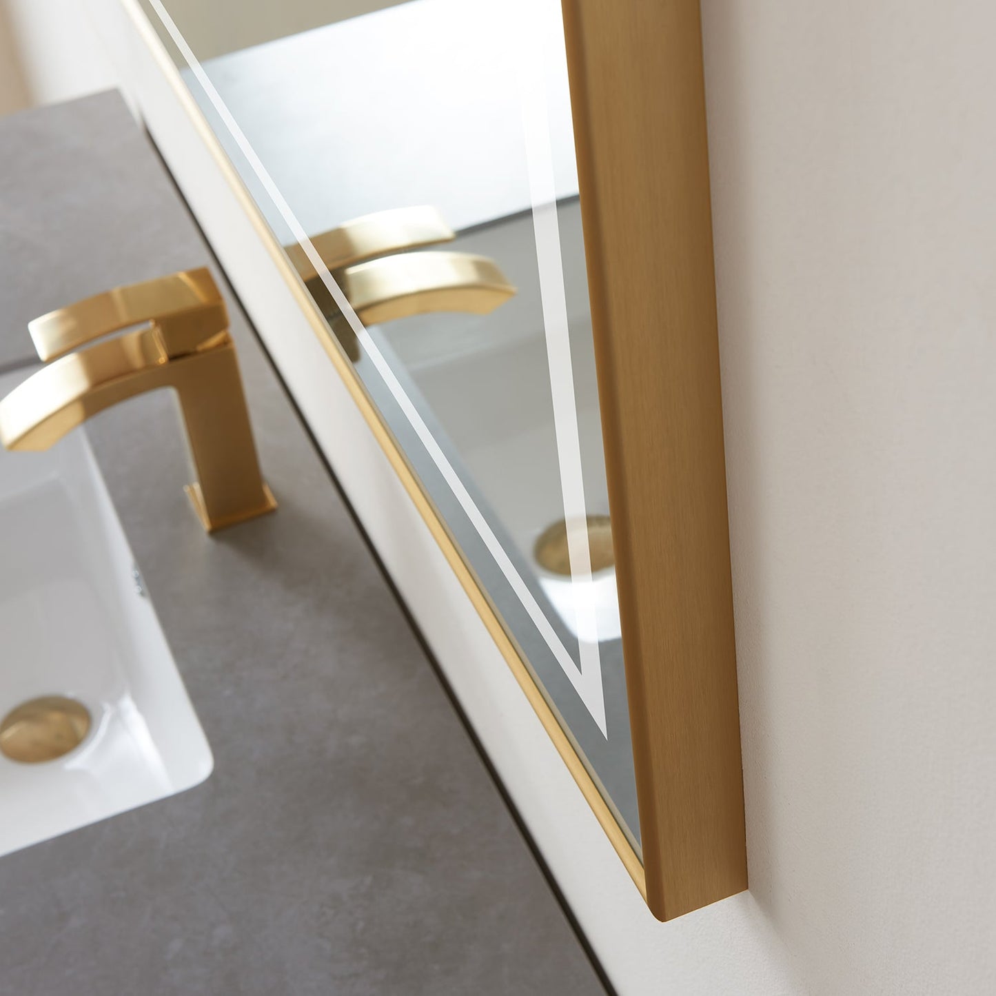 Teruel 36" Rectangular Aluminum Framed LED Wall Mount Bathroom Vanity Mirror in Gold