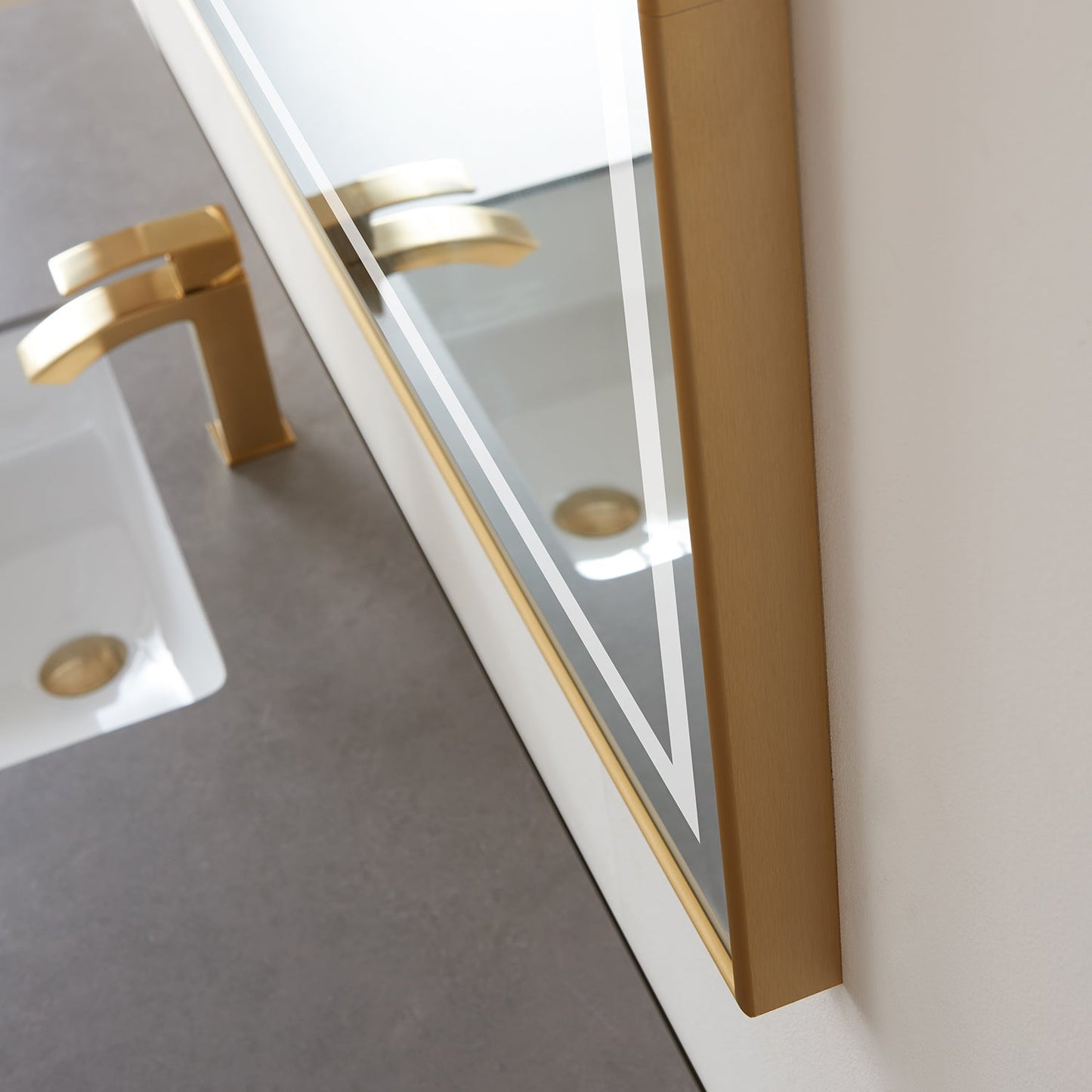 Teruel 60" Rectangular Aluminum Framed LED Wall Mount Bathroom Vanity Mirror in Gold