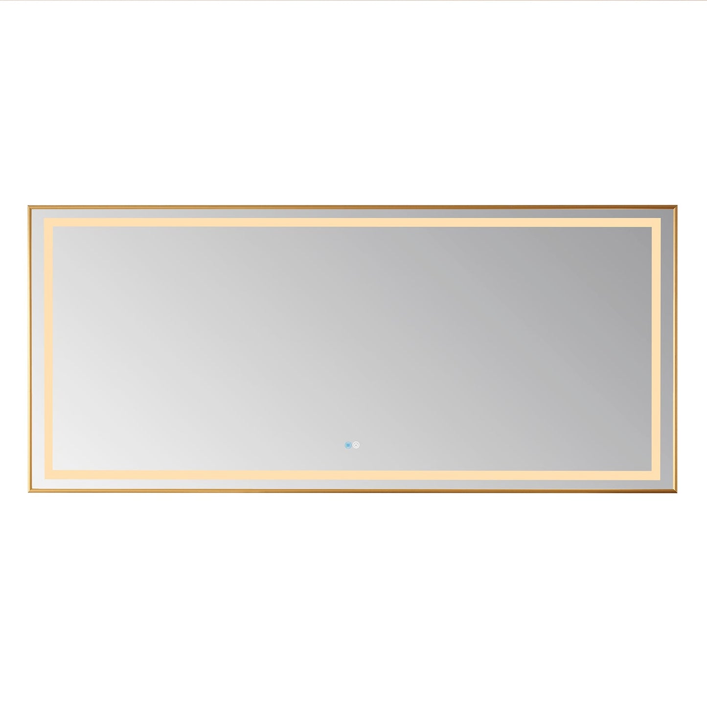 Teruel 72" Rectangular Aluminum Framed LED Wall Mount Bathroom Vanity Mirror in Gold