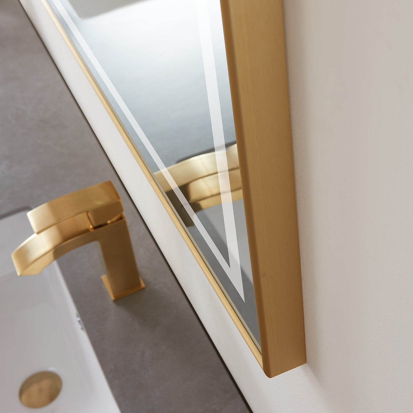 Teruel 72" Rectangular Aluminum Framed LED Wall Mount Bathroom Vanity Mirror in Gold
