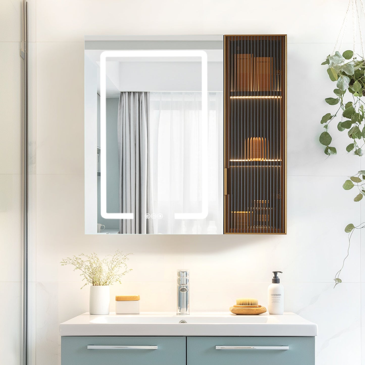 Cervia 30" W x 29.5" H Rectangular Medicine Cabinet with Aluminum Frameless LED Mirror