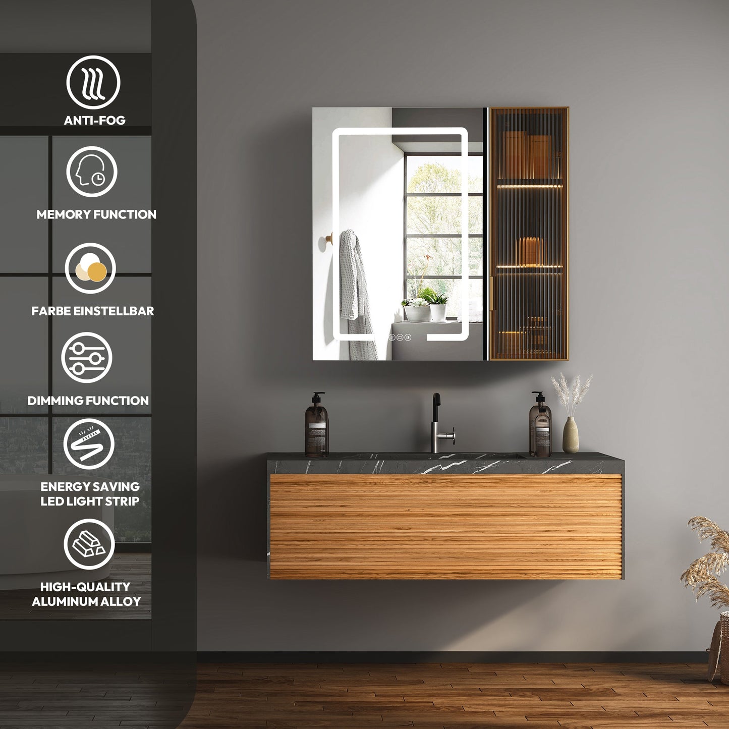 Cervia 30" W x 29.5" H Rectangular Medicine Cabinet with Aluminum Frameless LED Mirror