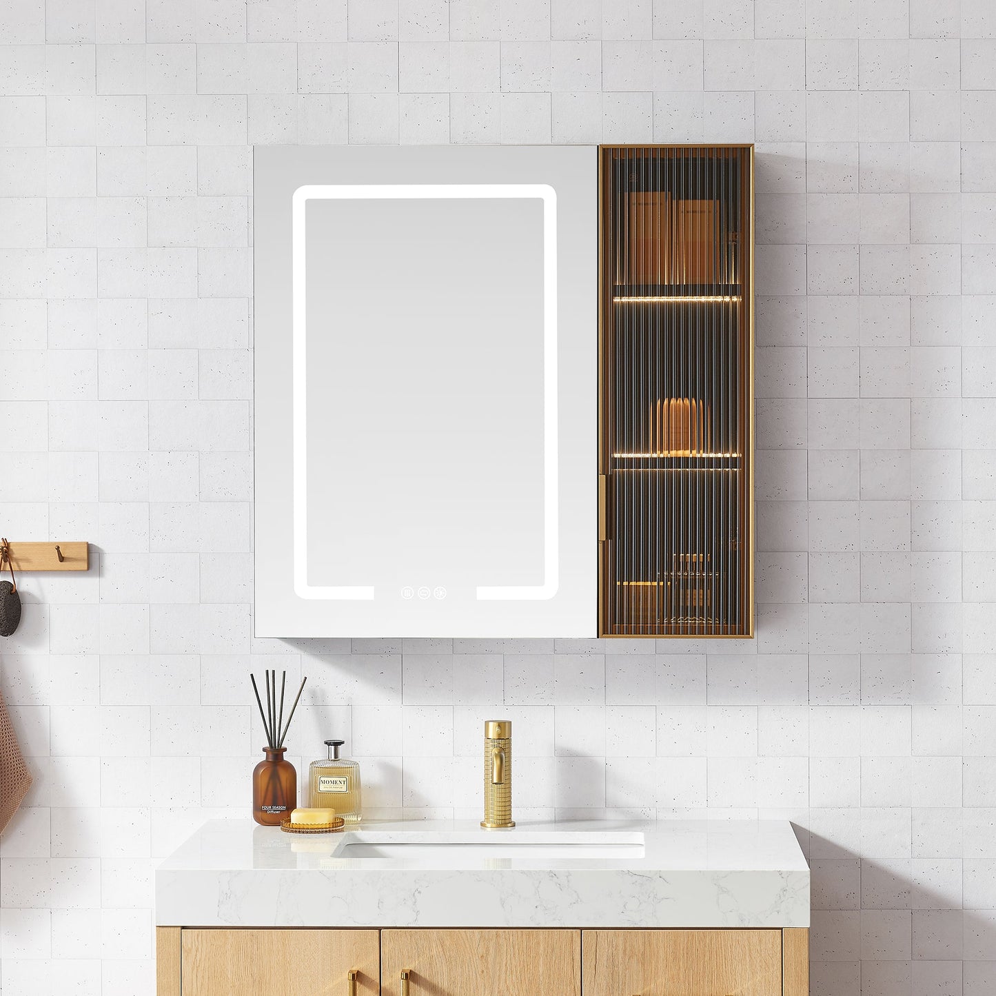 Cervia 30" W x 29.5" H Rectangular Medicine Cabinet with Aluminum Frameless LED Mirror