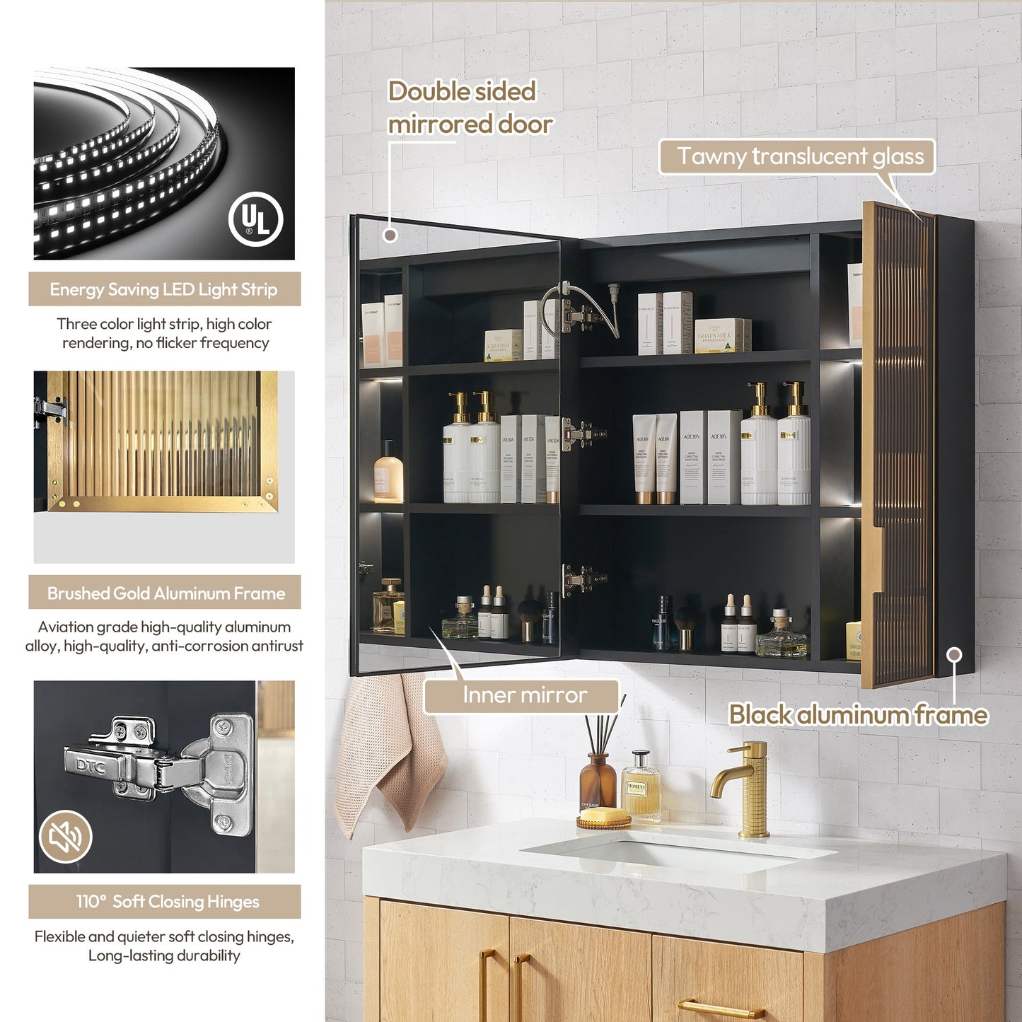 Cervia 30" W x 29.5" H Rectangular Medicine Cabinet with Aluminum Frameless LED Mirror