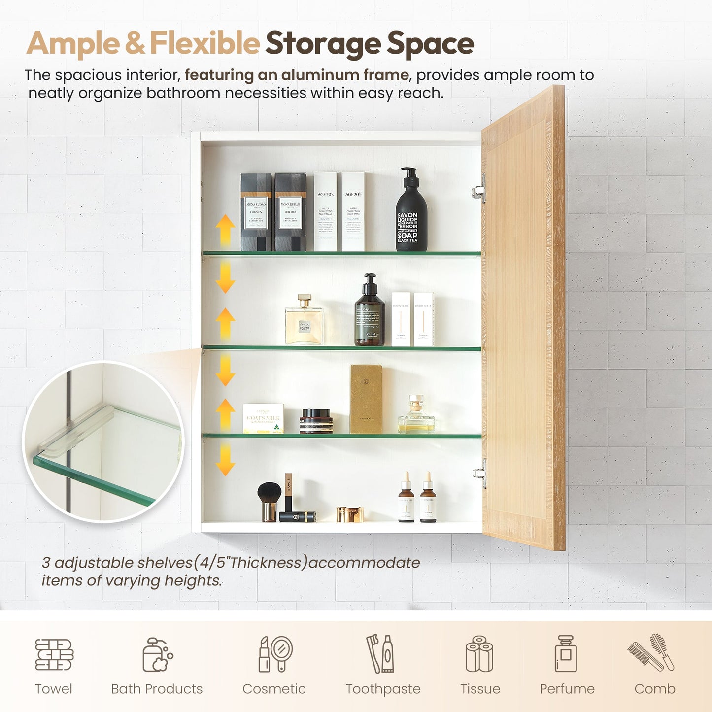 Bangalore 24" W x 31.9" H Rectangular Wood Framed Medicine Cabinet in Washed Ash Grey