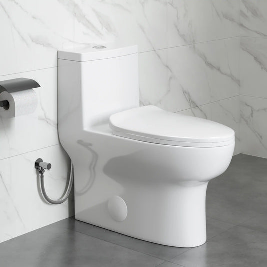 Salerno Elongated One-Piece Toilet – Side or Top Flush Button