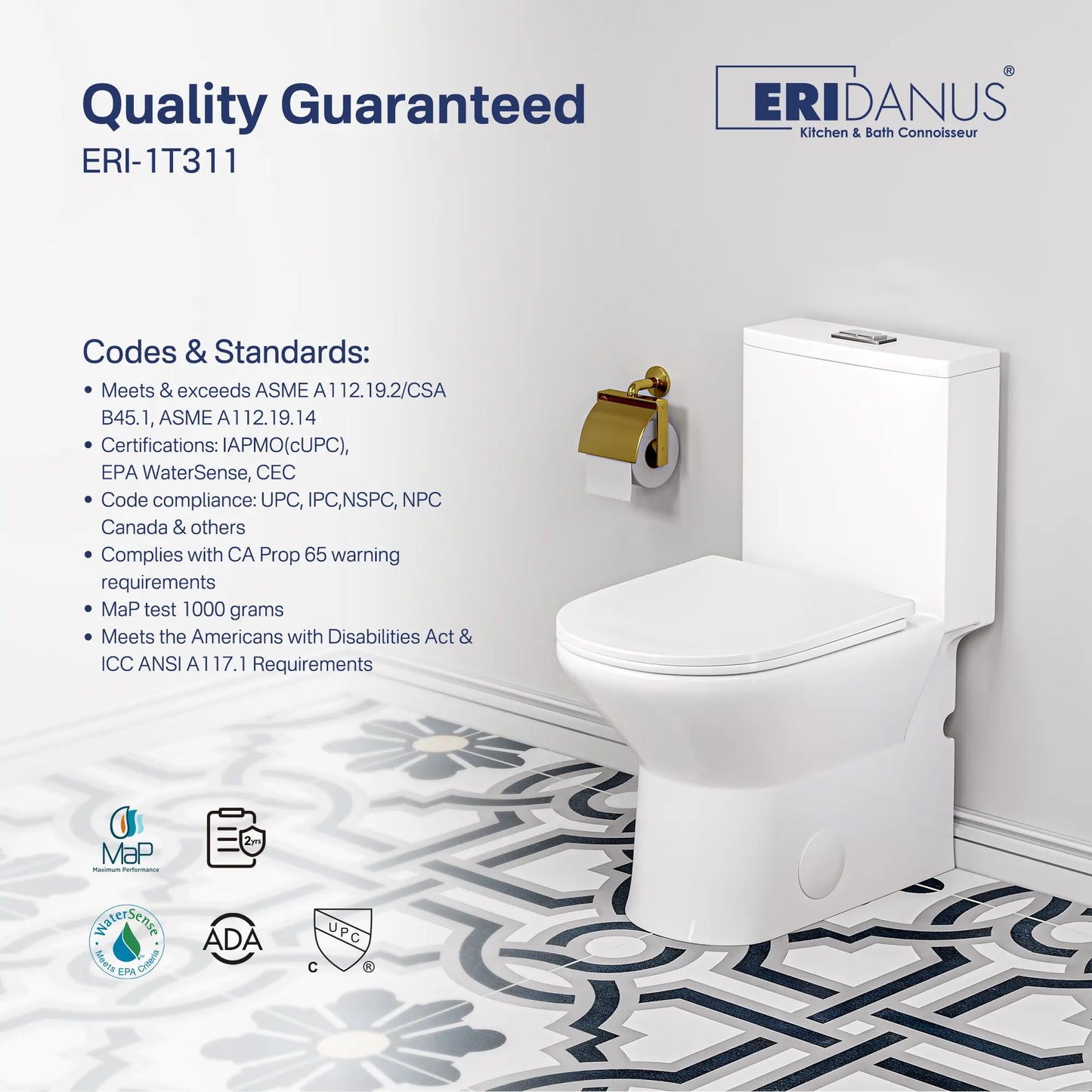 Naples 25" Depth Compact Elongated One-Piece Toilet, Dual Flush, Chair Height