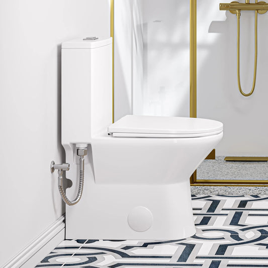 Naples 25" Depth Compact Elongated One-Piece Toilet, Dual Flush, Chair Height