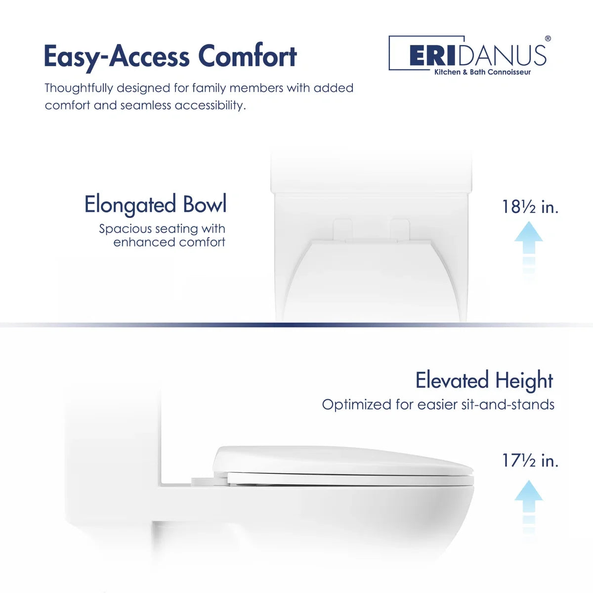 Denbigh One-Piece Toilet – Dual or Single Flush, Comfort Height
