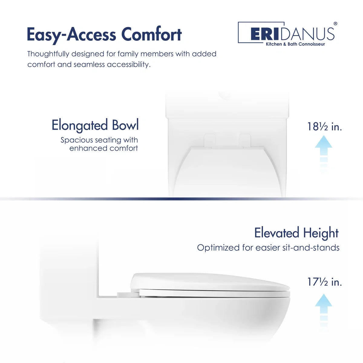Denbigh One-Piece Toilet – Dual or Single Flush, Comfort Height
