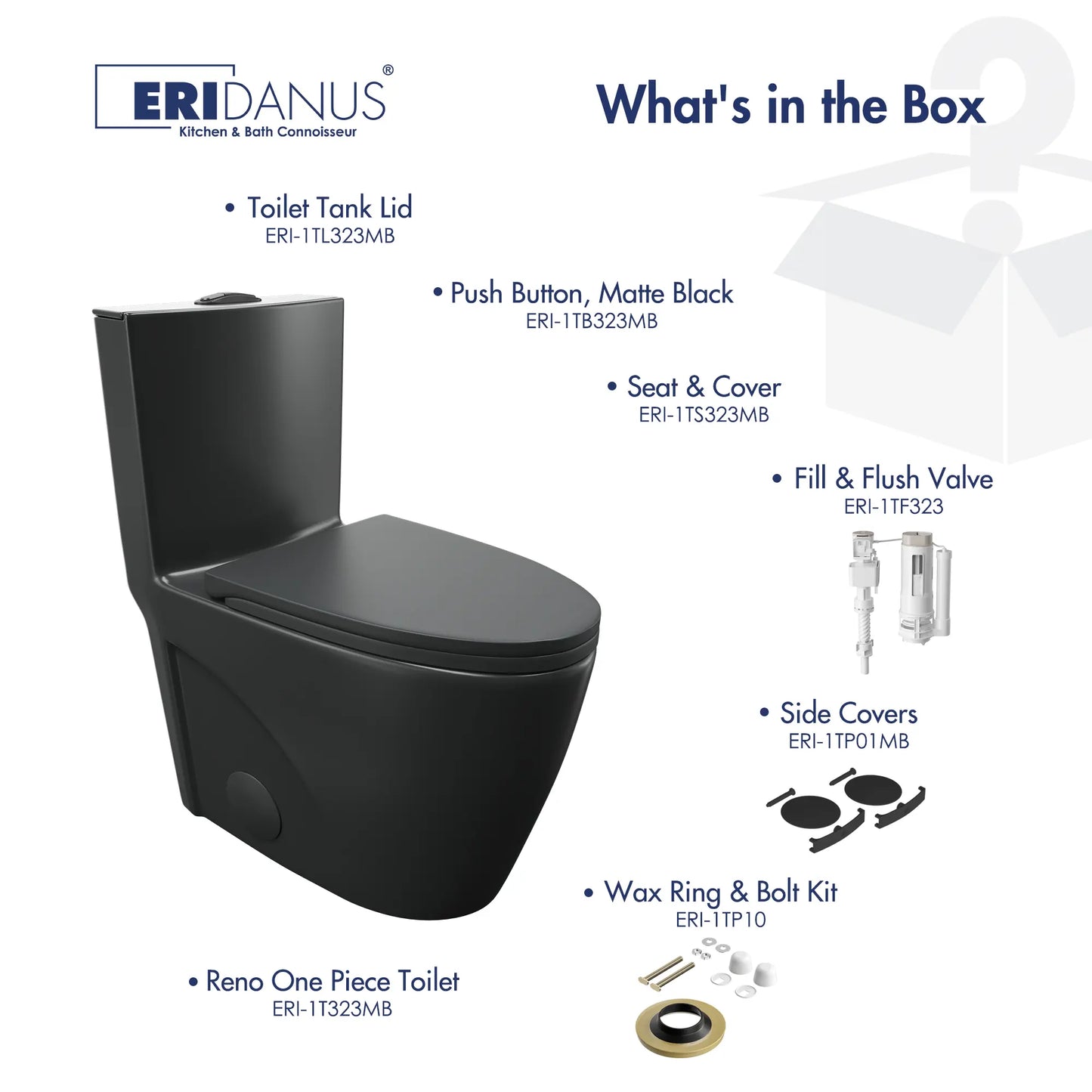 Reno One-Piece Chair Height Elongated Toilet, 1.1/1.6 GPF Dual Flush, Multiple Colors