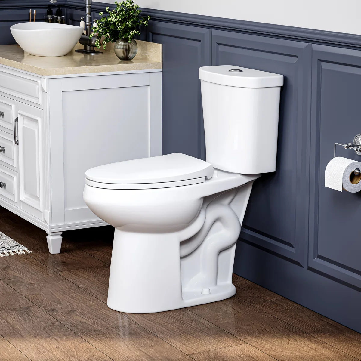 Dayton Elongated 18.9" Chair Height Two-Piece Toilet, Single or Dual Flush, Soft-Close Seat