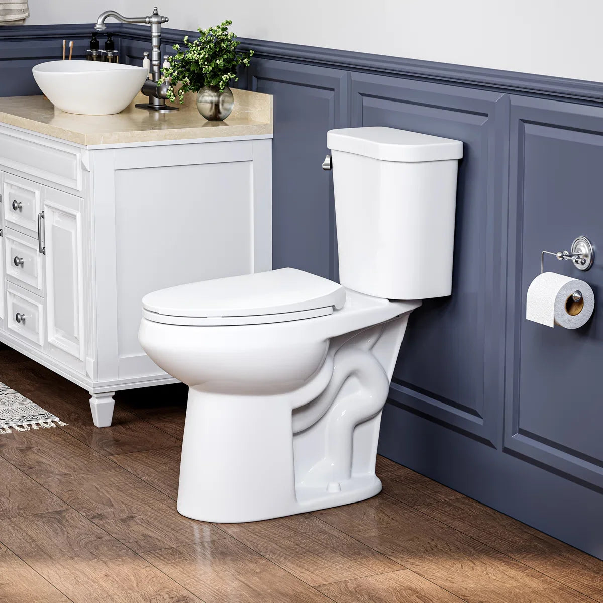 Dayton Elongated 18.9" Chair Height Two-Piece Toilet, Single or Dual Flush, Soft-Close Seat