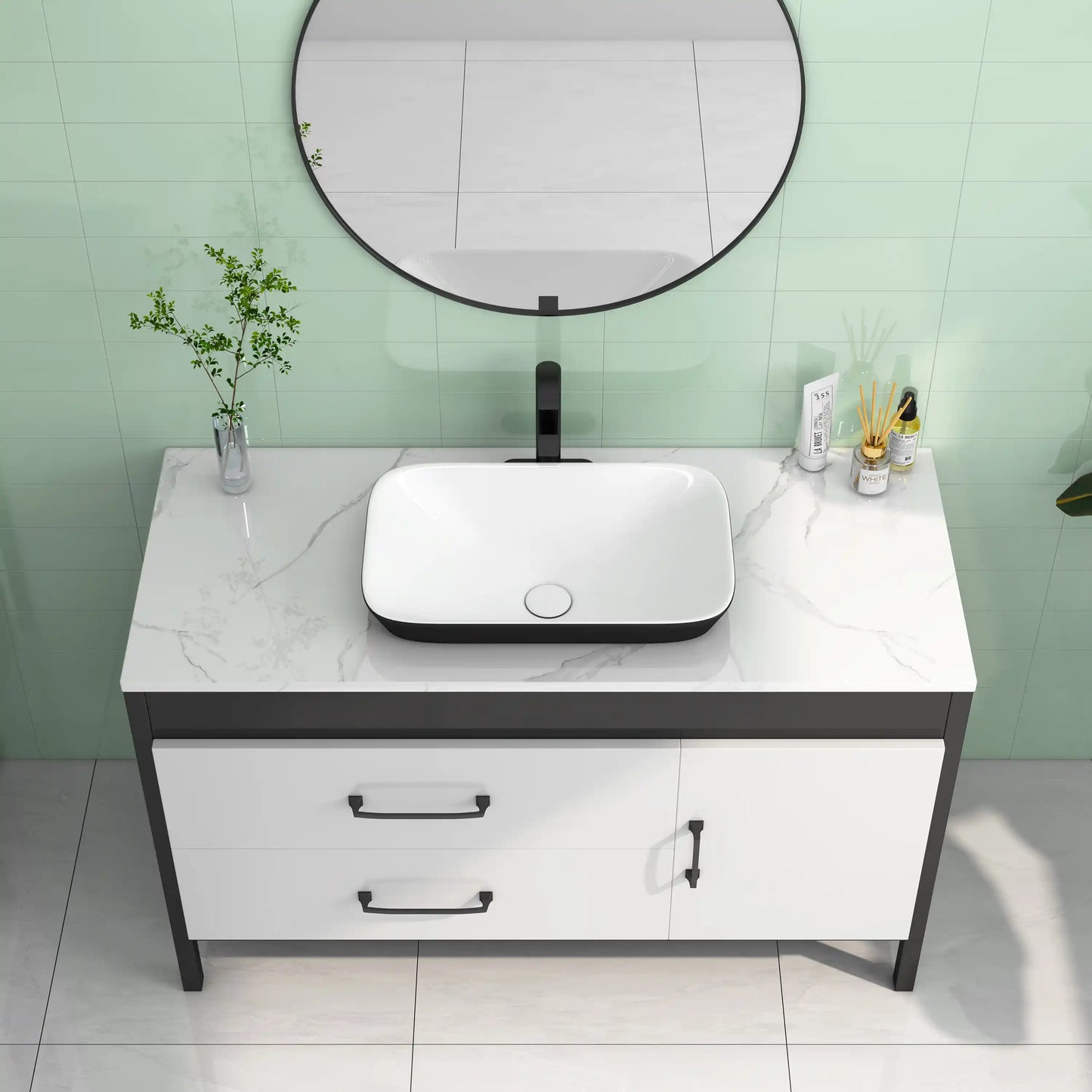 Salerno 21" x 13" Rectangular Semi-Recessed Vitreous China Vessel Bathroom Sink in White