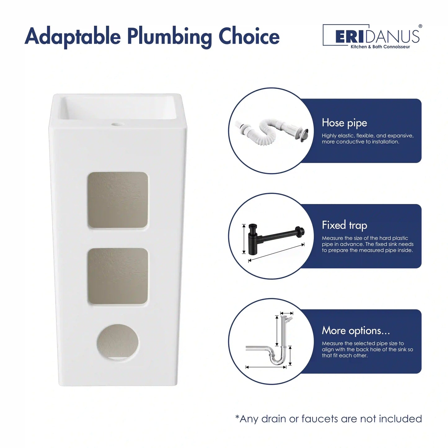 Turner 33" H White Square Freestanding Pedestal Sink