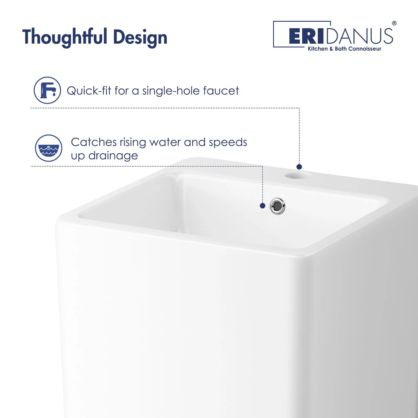 Turner 33" H White Square Freestanding Pedestal Sink