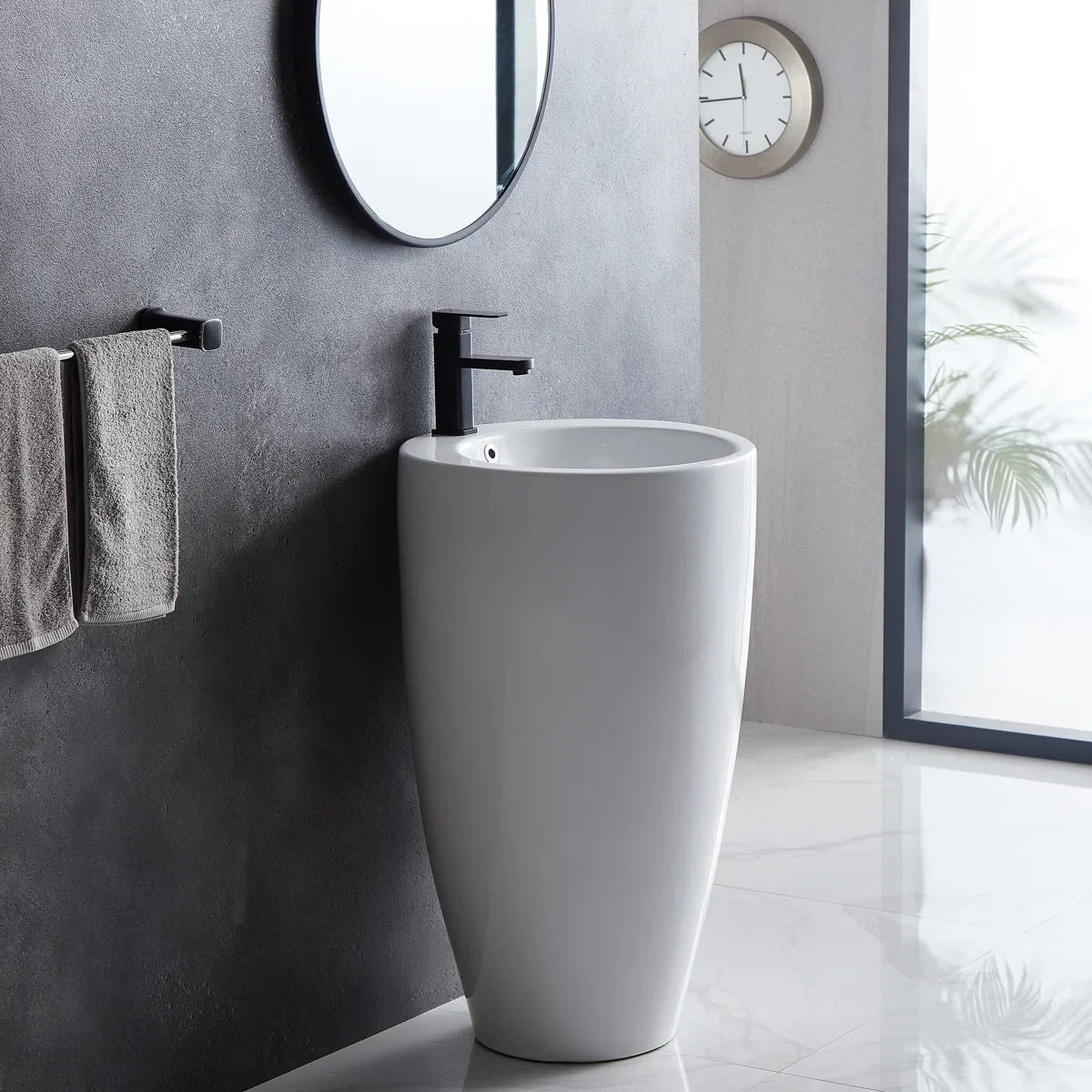 Gibbous 33.5" H Vitreous China Circular Pedestal Bathroom Sink