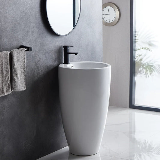 Gibbous 33.5" H Vitreous China Circular Pedestal Bathroom Sink