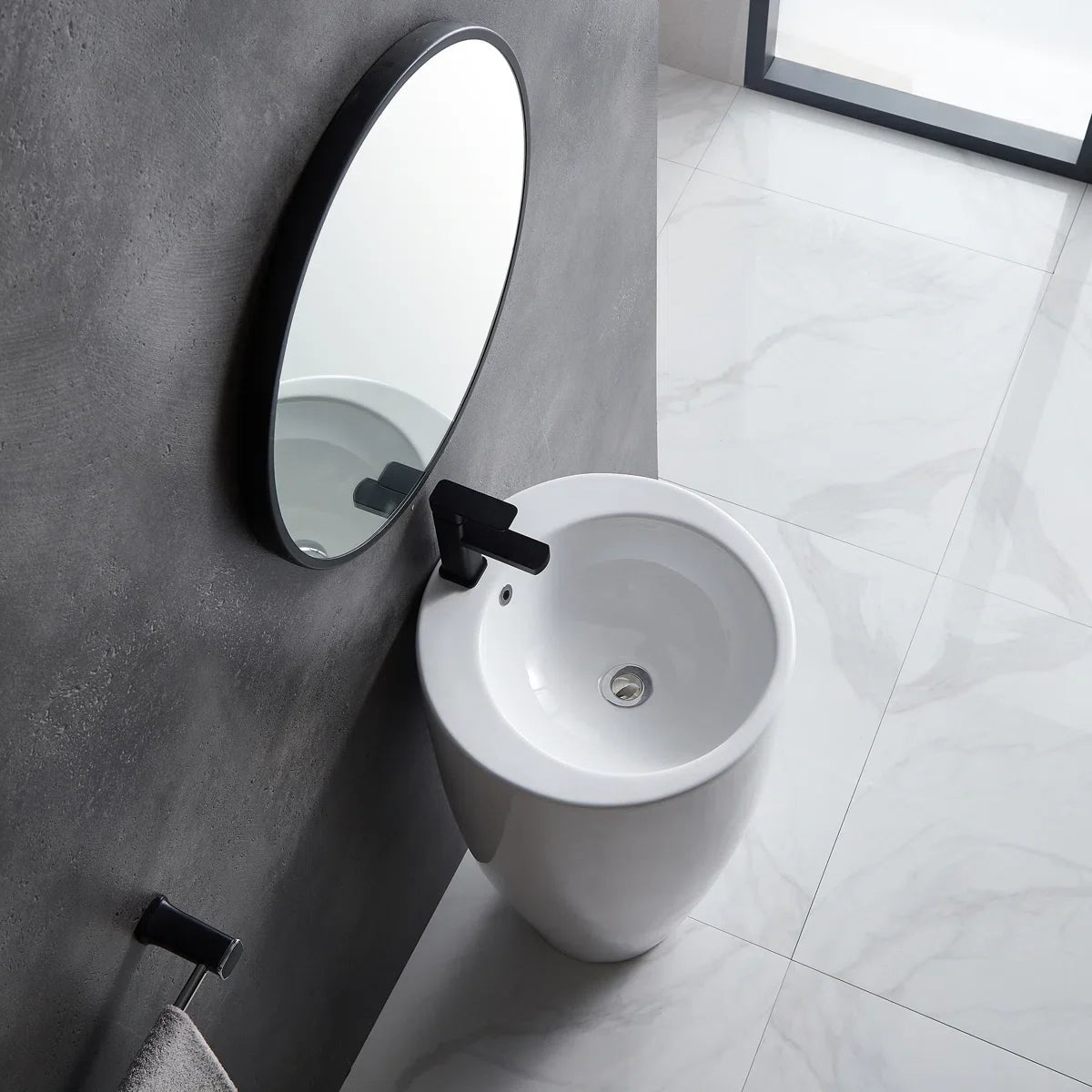 Gibbous 33.5" H Vitreous China Circular Pedestal Bathroom Sink