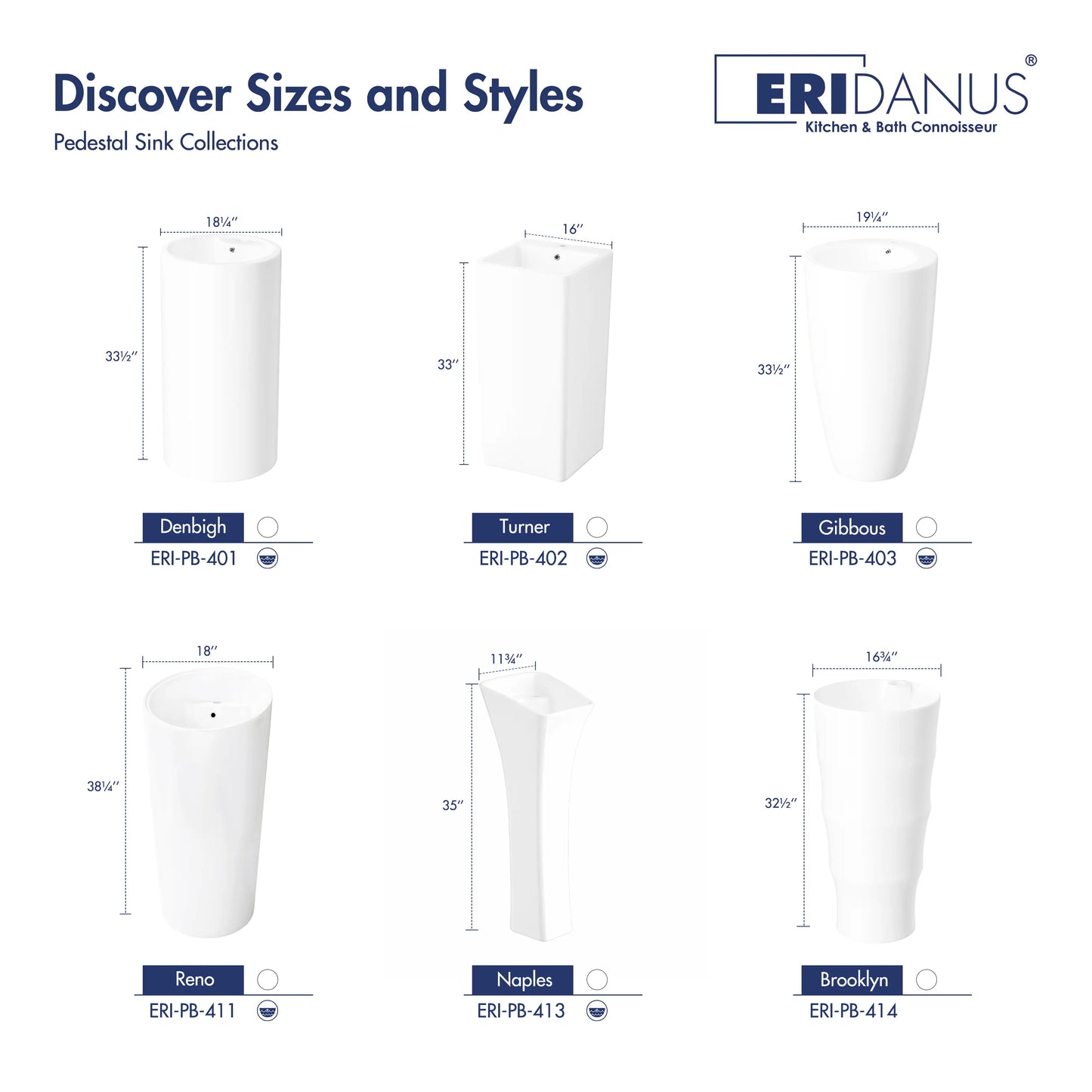 Reno 38" H Vitreous China Circular One-Piece Freestanding Pedestal Bathroom Sink with Overflow
