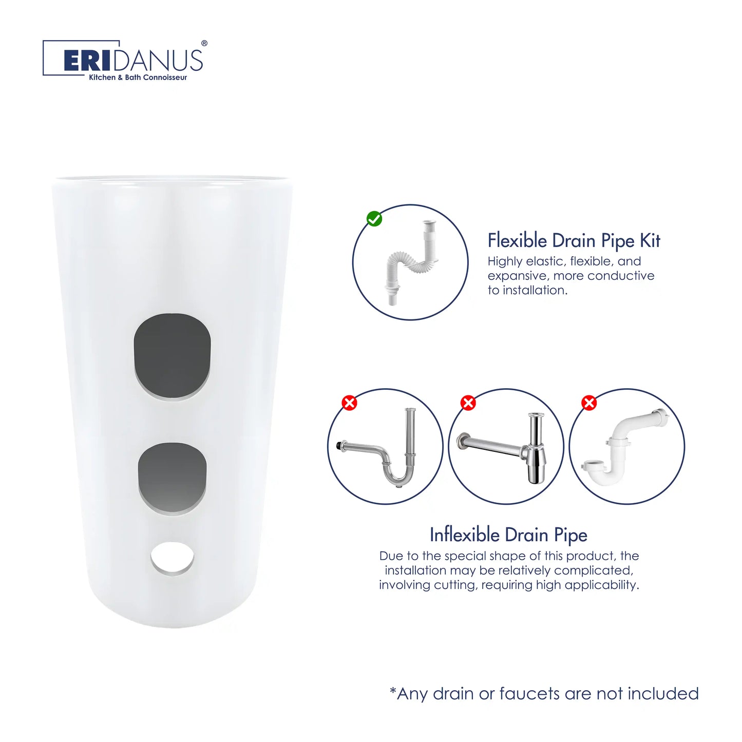 Reno 38" H Vitreous China Circular One-Piece Freestanding Pedestal Bathroom Sink with Overflow