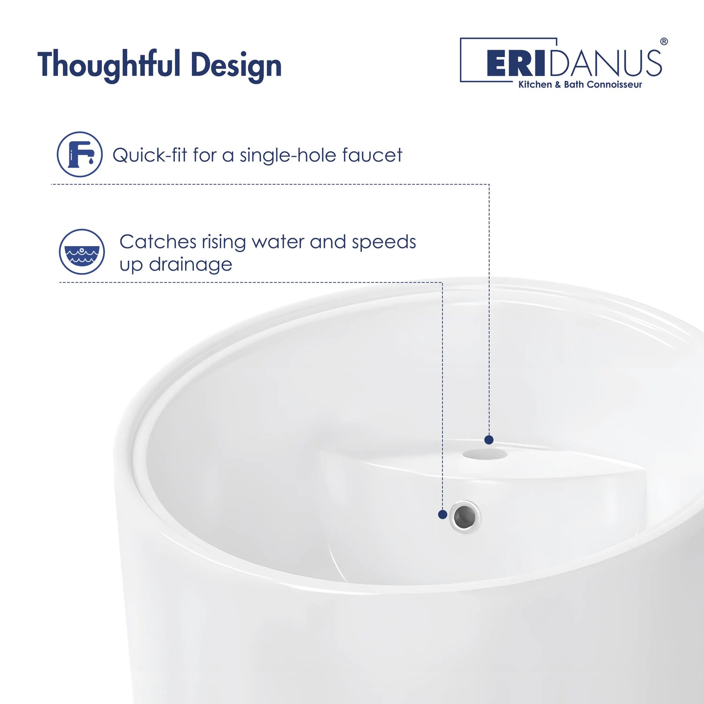 Reno 38" H Vitreous China Circular One-Piece Freestanding Pedestal Bathroom Sink with Overflow