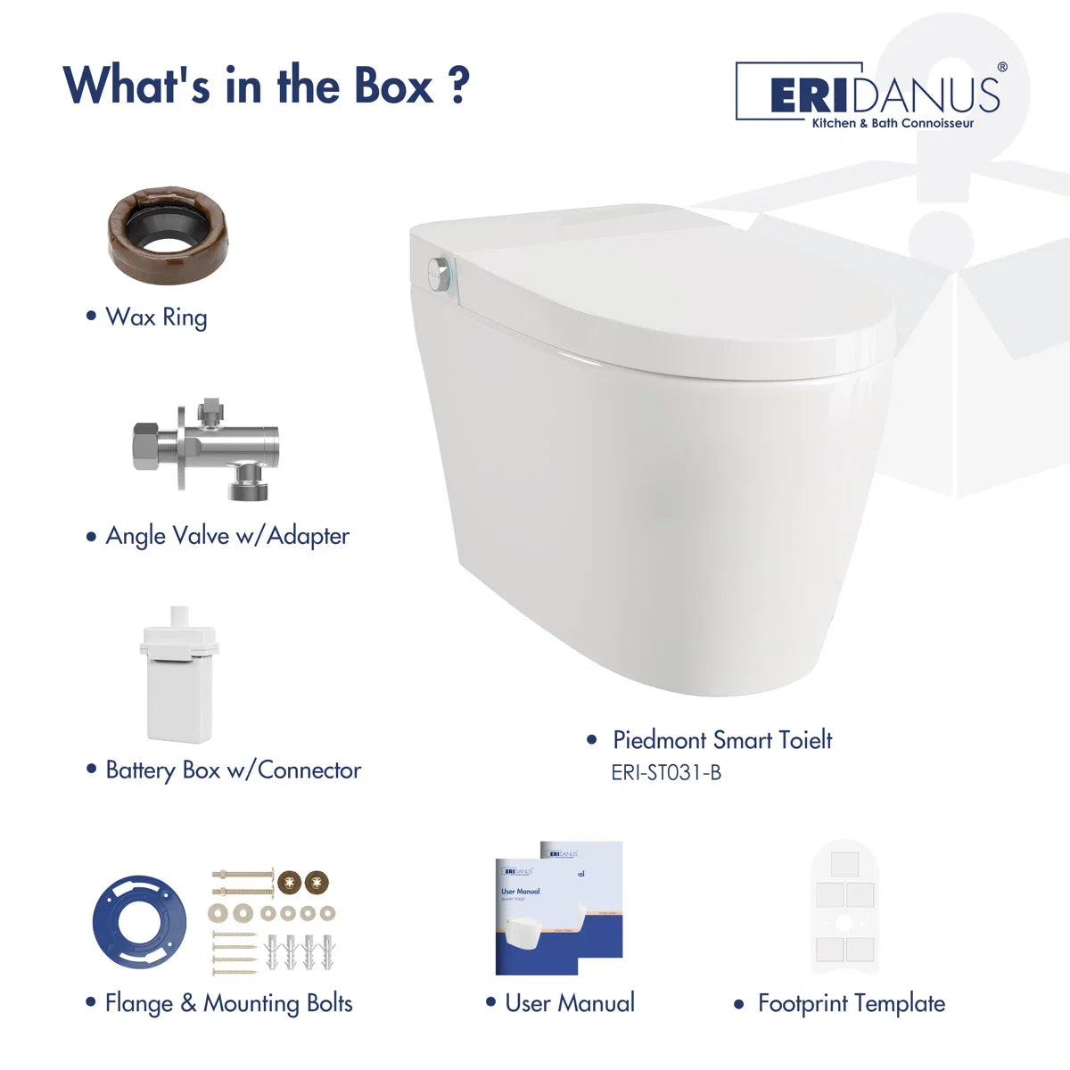Piedmont Elongated Smart Toilet – Heated Seat, Touchless Flush & Optional Bidet