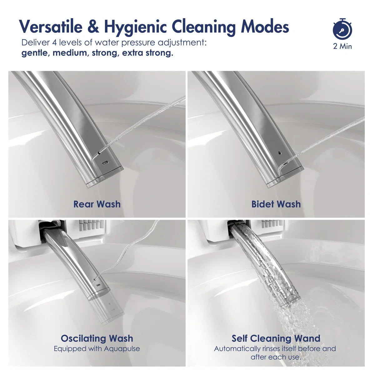 Piedmont Elongated Smart Toilet – Heated Seat, Touchless Flush & Optional Bidet