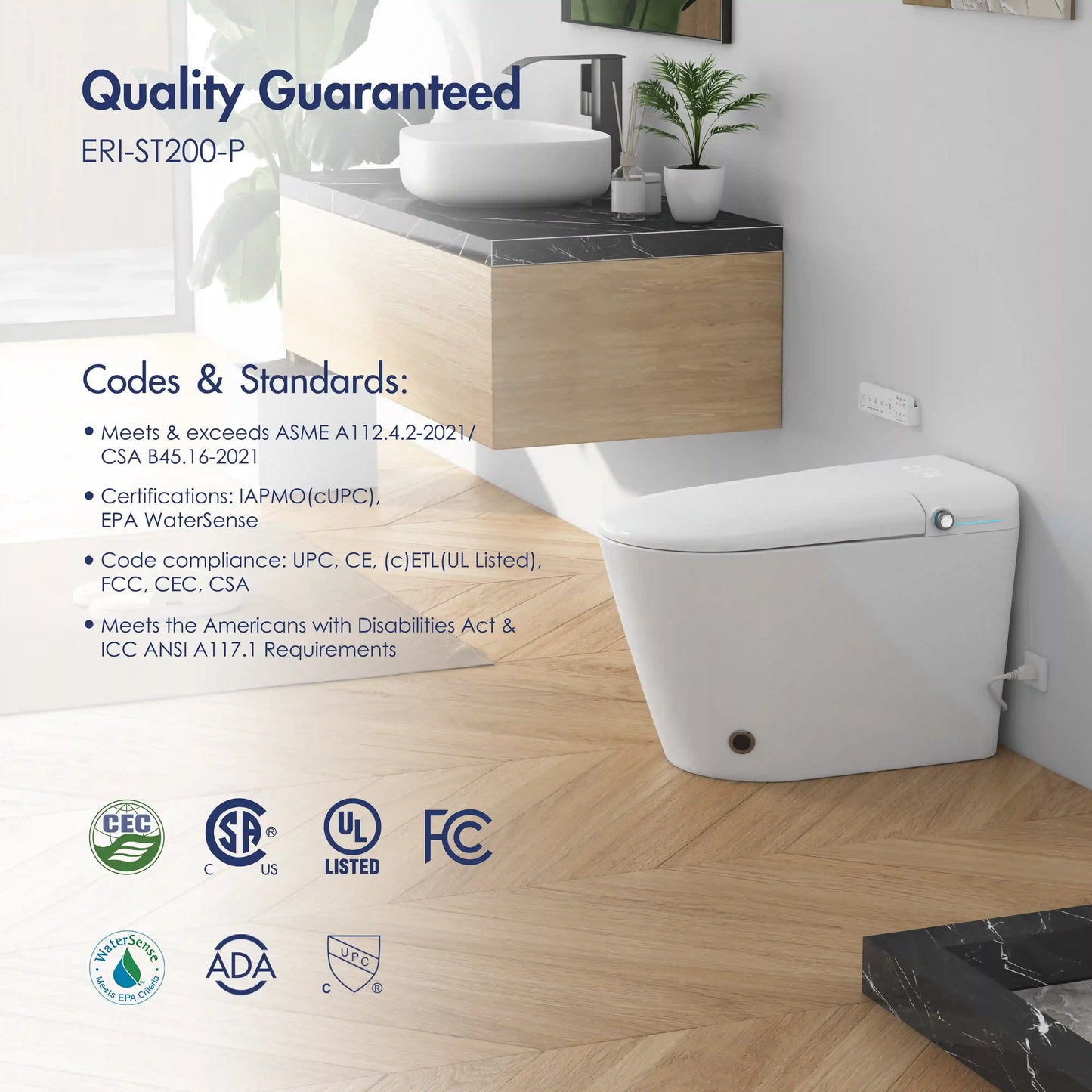 Achernar Elongated Smart Toilet with Auto-Open Lid, Heated Bidet & Touchless Flush
