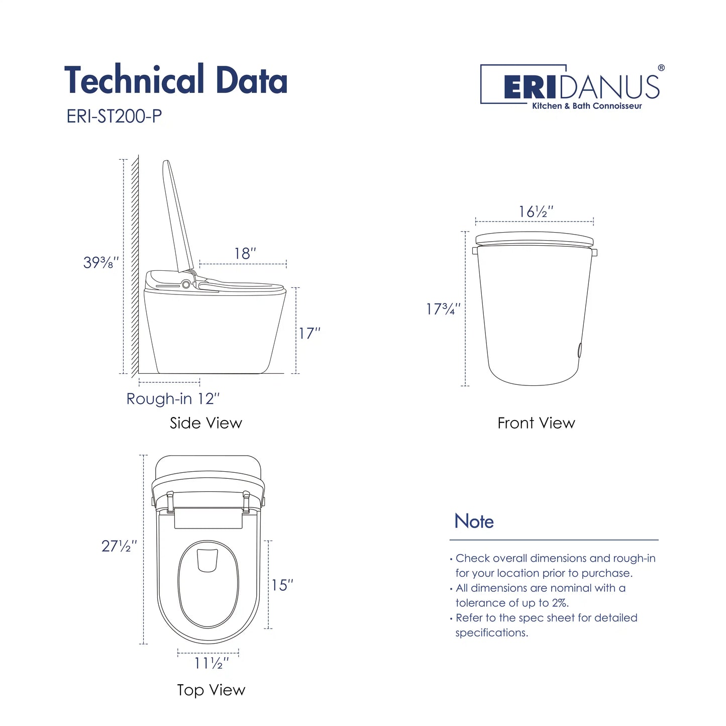 Achernar Elongated Smart Toilet with Auto-Open Lid, Heated Bidet & Touchless Flush