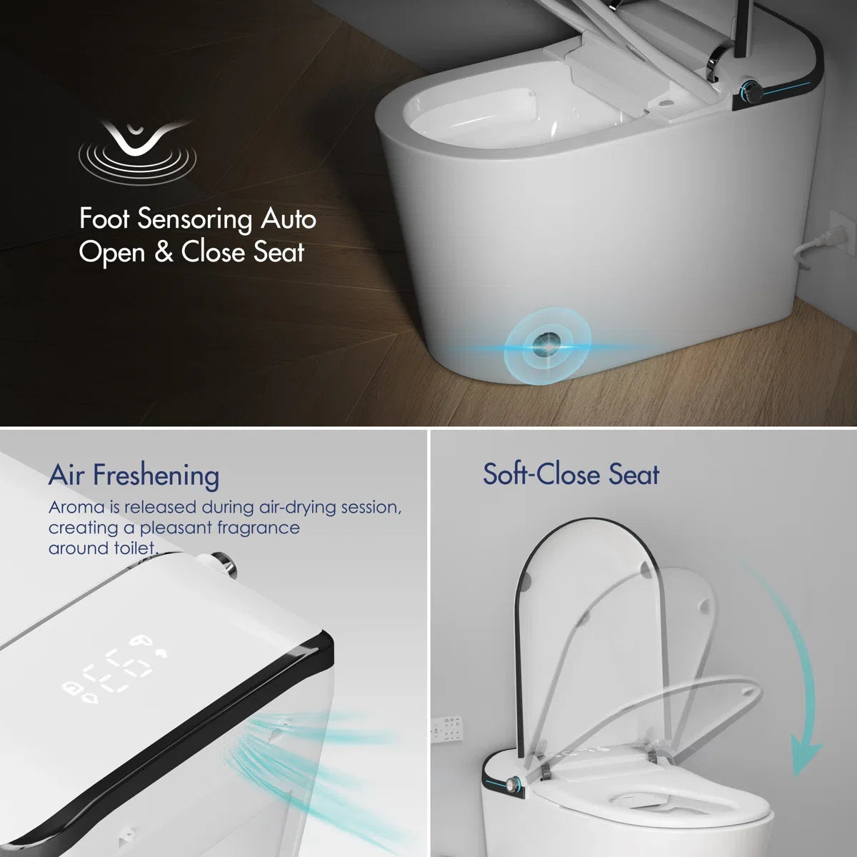 Achernar Elongated Smart Toilet with Auto-Open Lid, Heated Bidet & Touchless Flush