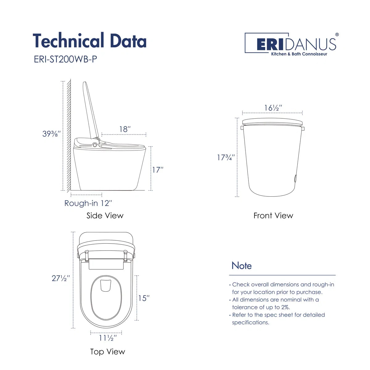 Achernar Elongated Smart Toilet with Auto-Open Lid, Heated Bidet & Touchless Flush