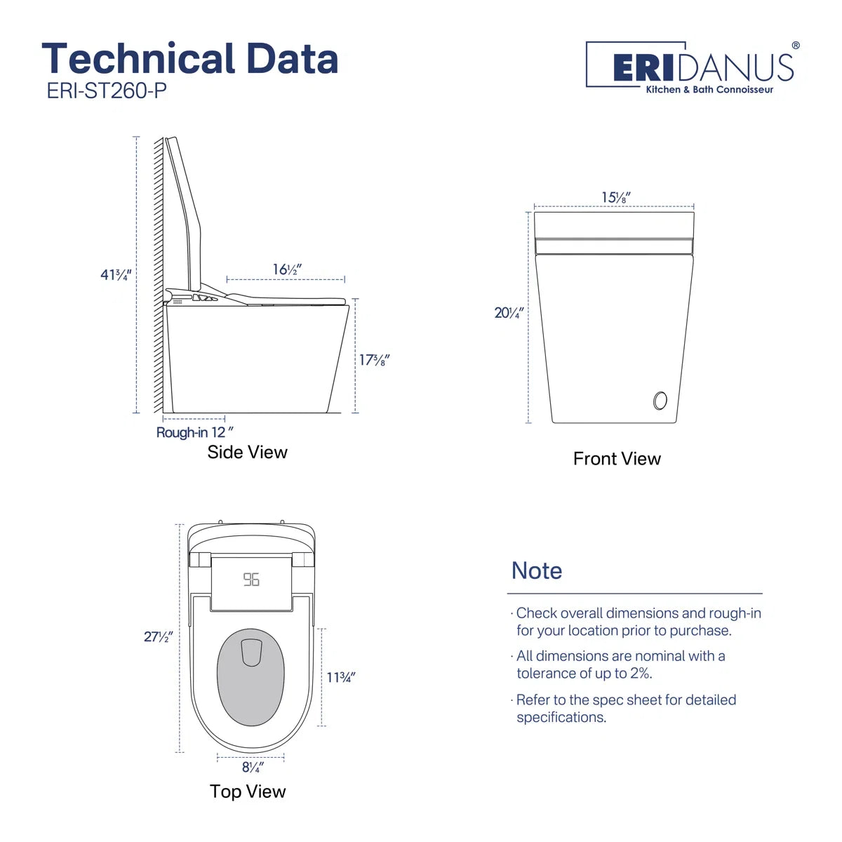 Oslo Elongated Smart Toilet with Auto-Open Lid, Bidet & Touchless Flush
