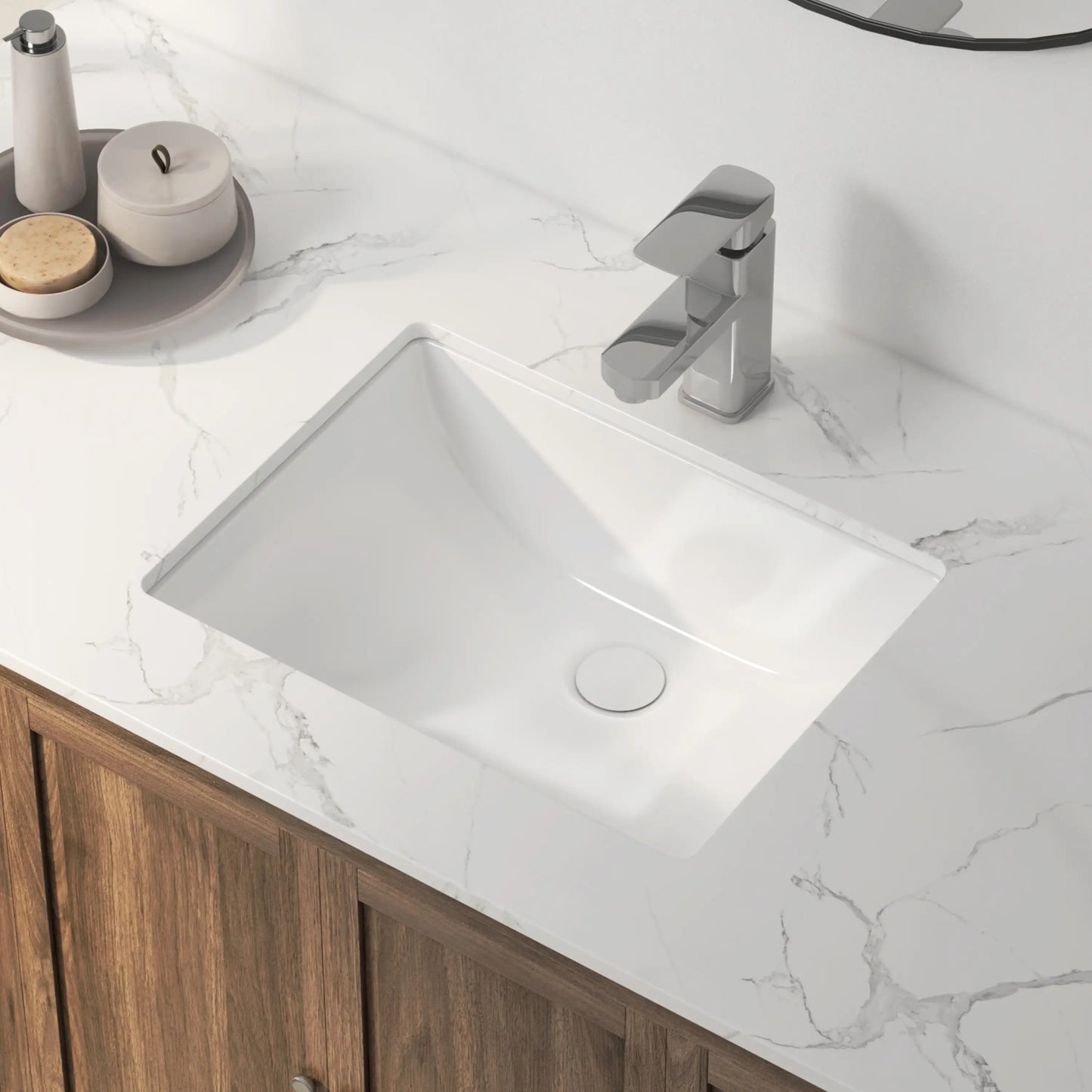 Denbigh 18" x 13" Rectangular Undermount Vitreous China Bathroom Sink in White with Overflow
