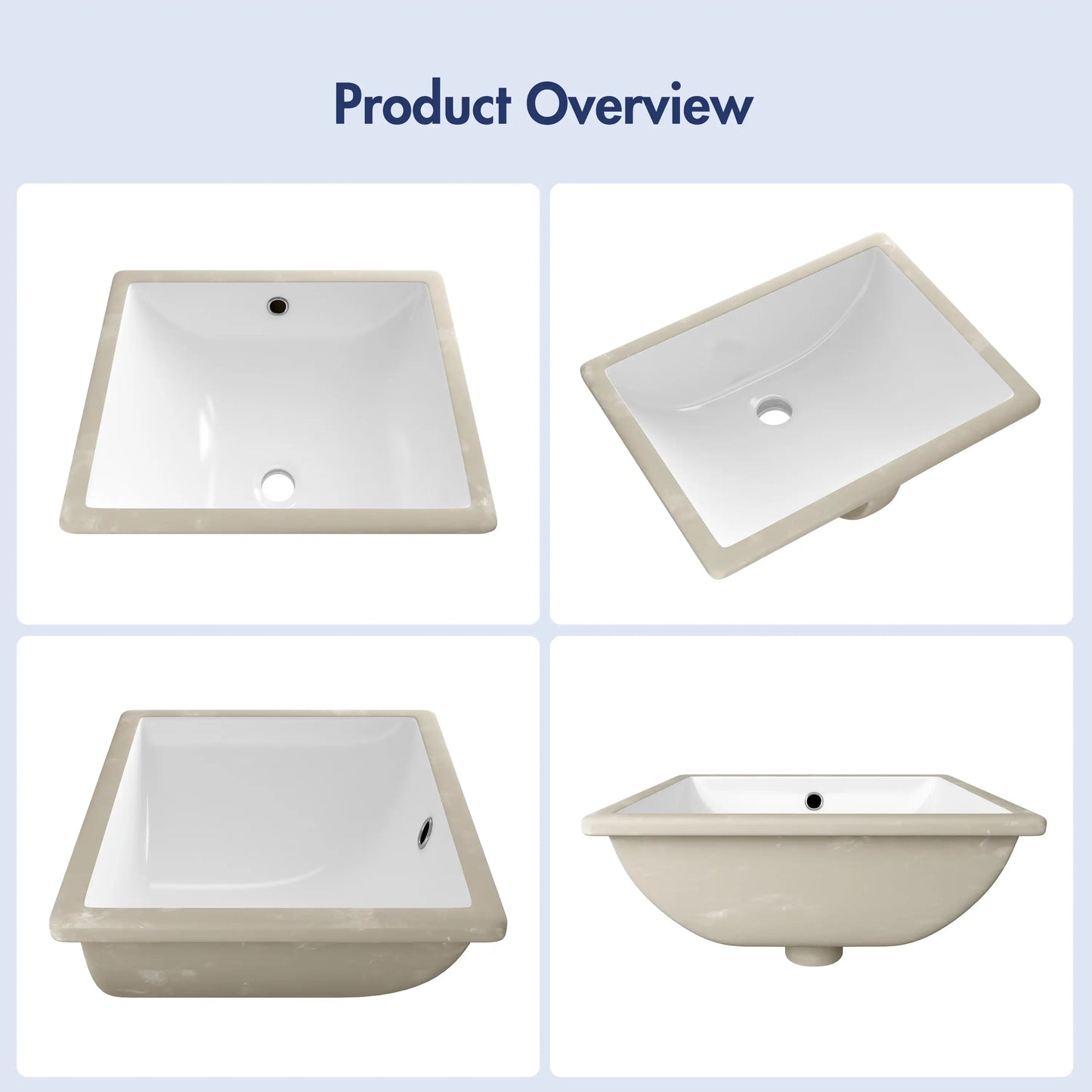 Denbigh 18" x 13" Rectangular Undermount Vitreous China Bathroom Sink in White with Overflow