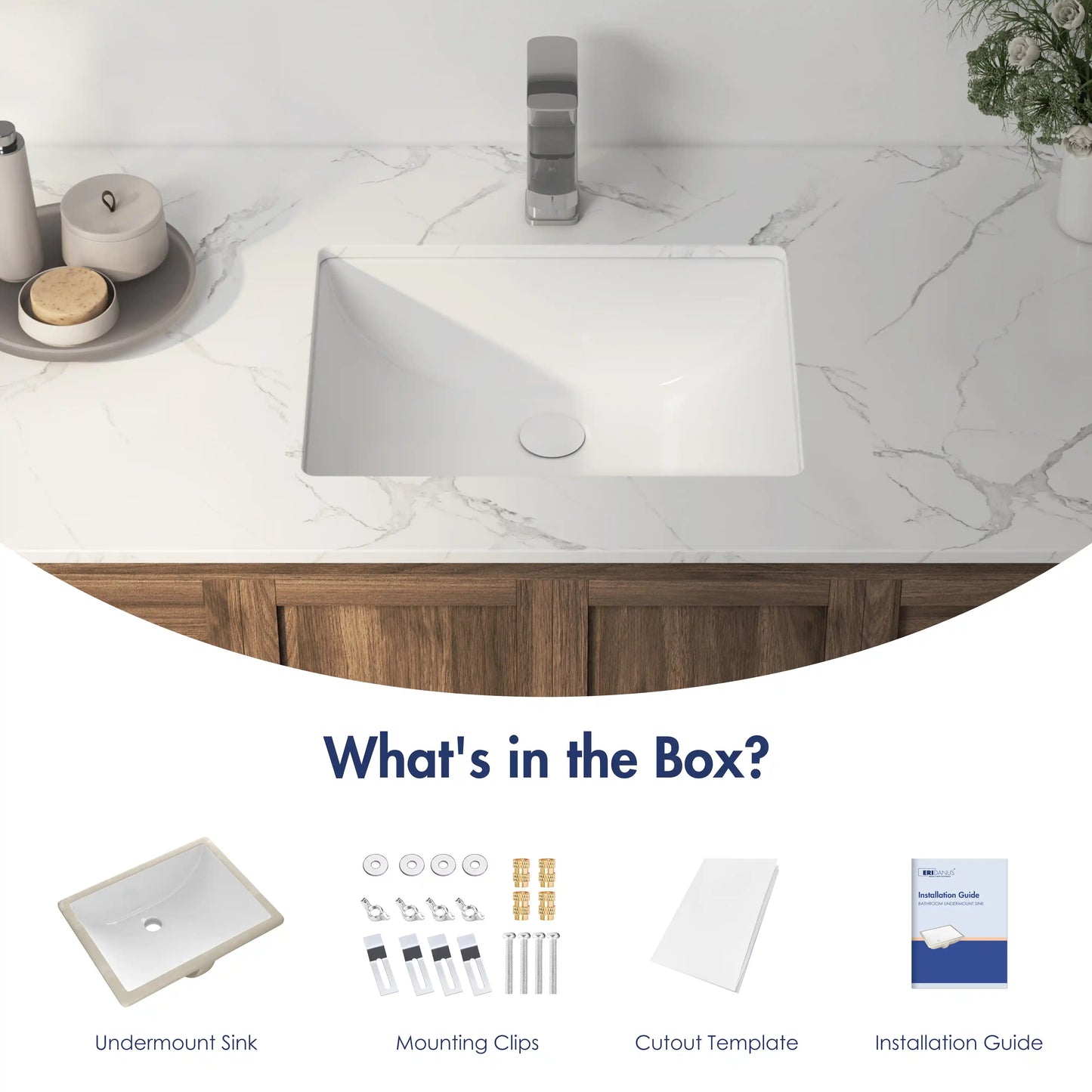 Denbigh 18" x 13" Rectangular Undermount Vitreous China Bathroom Sink in White with Overflow