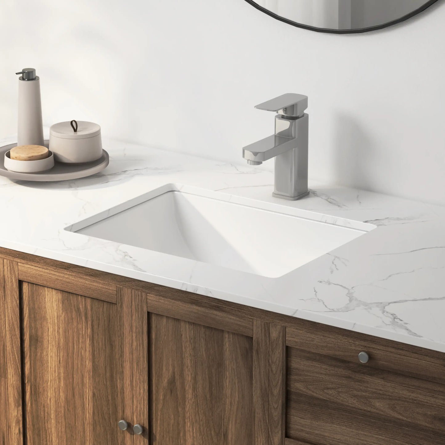 Denbigh 18" x 13" Rectangular Undermount Vitreous China Bathroom Sink in White with Overflow