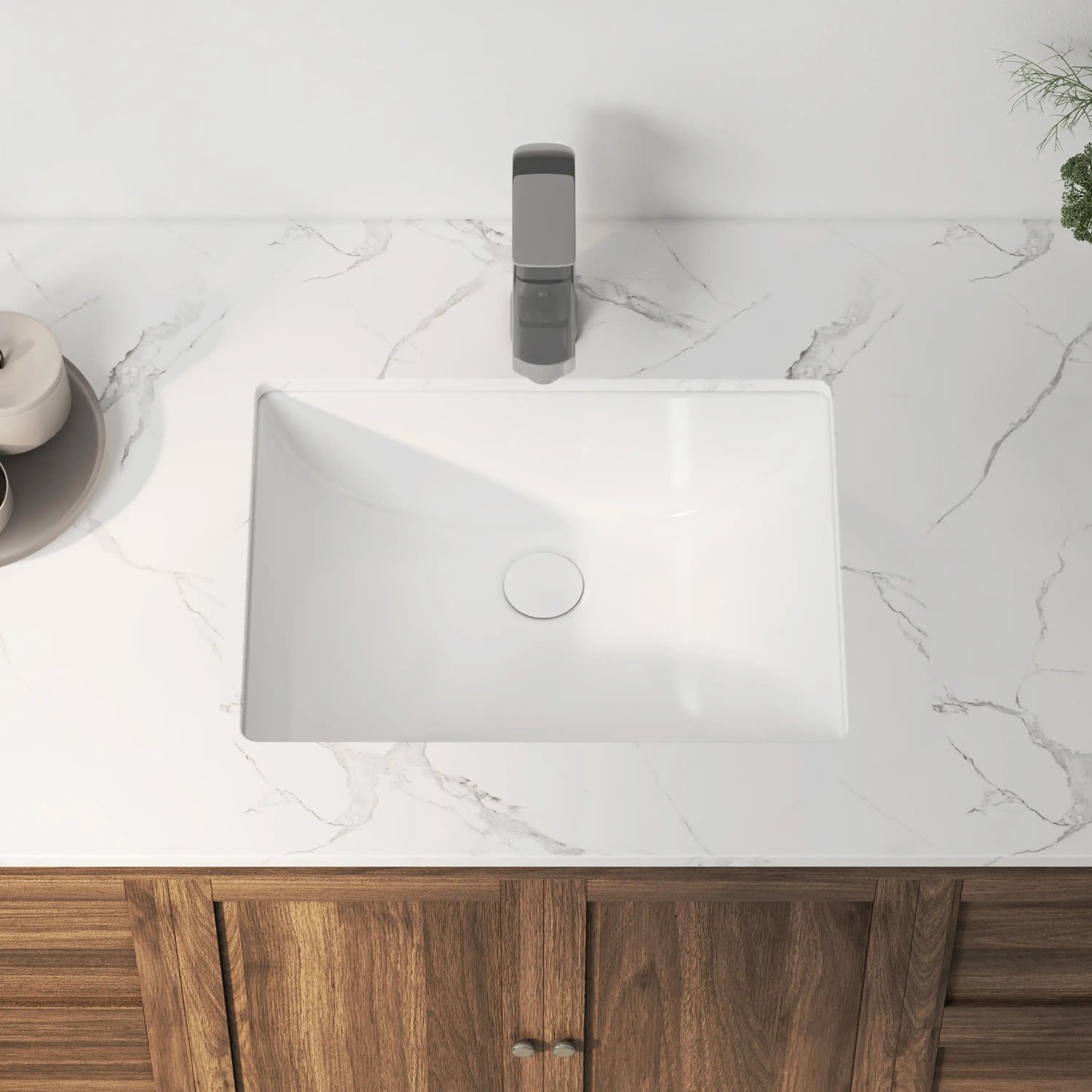 Denbigh 18" x 13" Rectangular Undermount Vitreous China Bathroom Sink in White with Overflow
