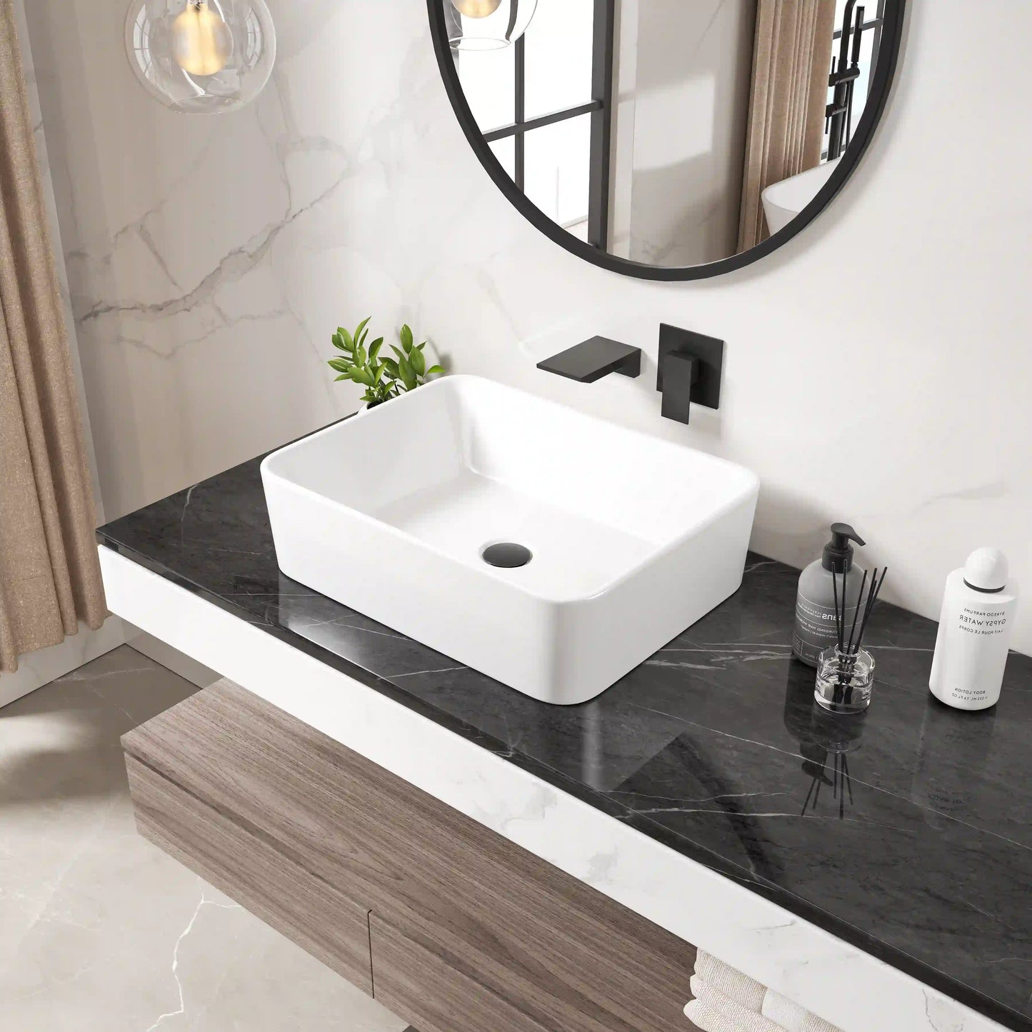 Denbigh 19" x 14'' White Vitreous China Rectangular Vessel Bathroom Sink