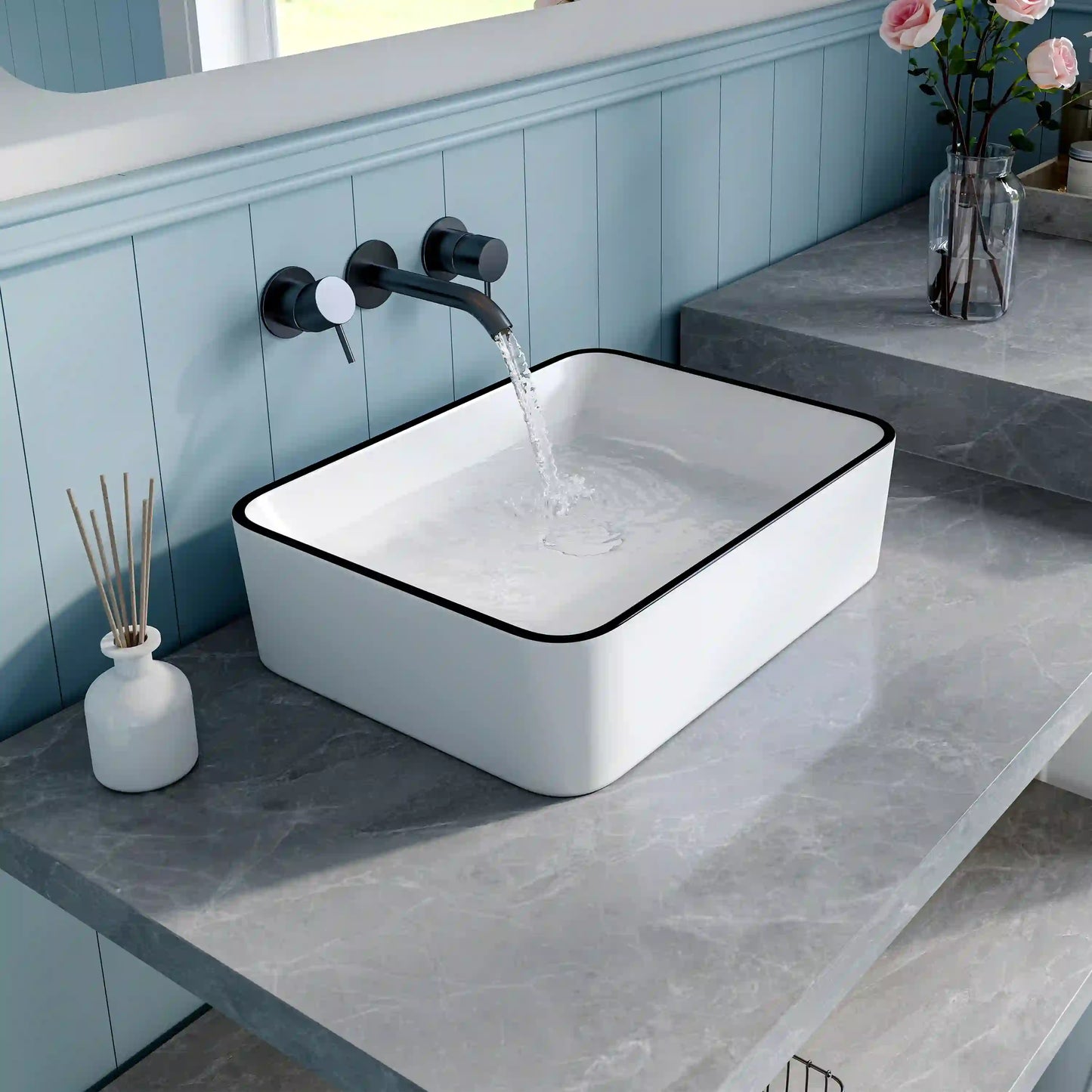 Denbigh 19" x 14'' White Vitreous China Rectangular Vessel Bathroom Sink