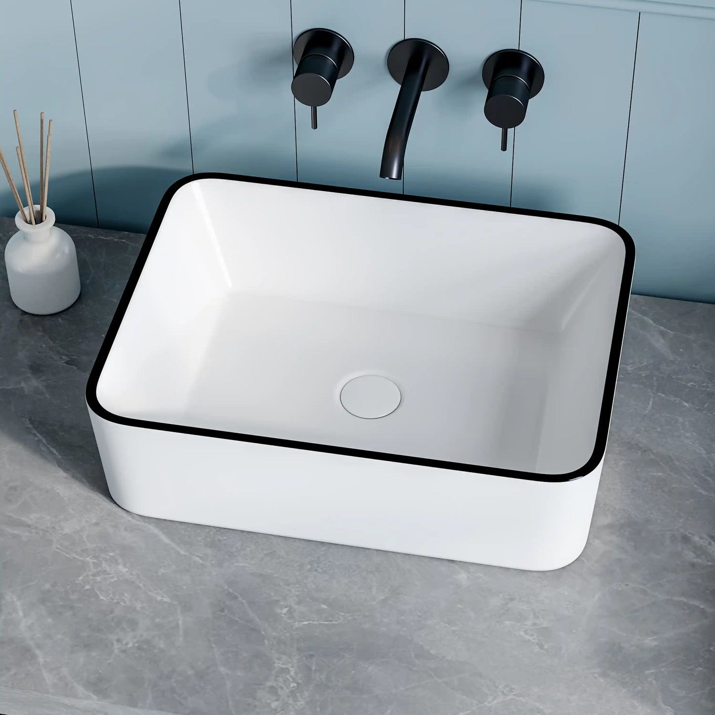 Denbigh 19" x 14'' White Vitreous China Rectangular Vessel Bathroom Sink