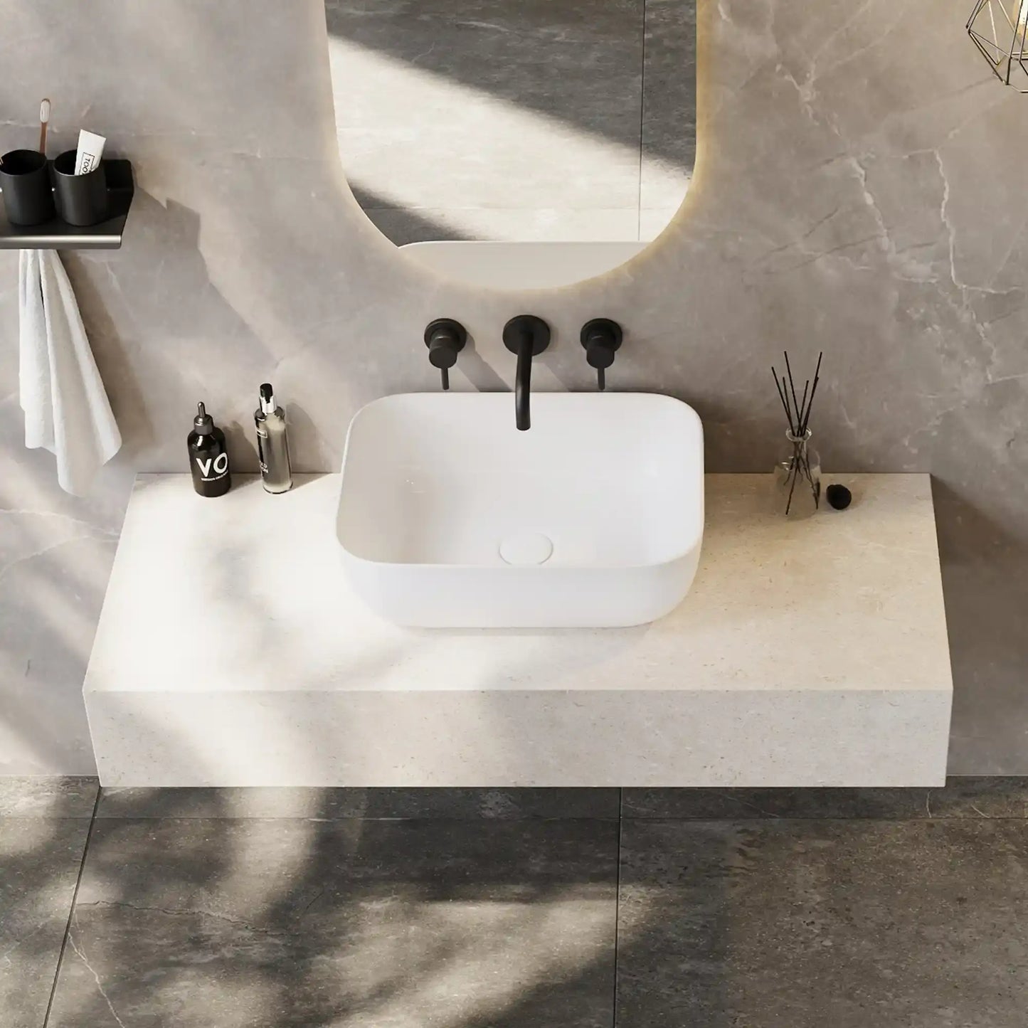 16" x 12" Rectangular White Ceramic Bathroom Vessel Sink