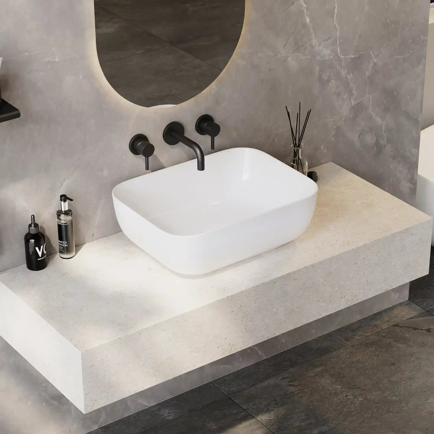 16" x 12" Rectangular White Ceramic Bathroom Vessel Sink