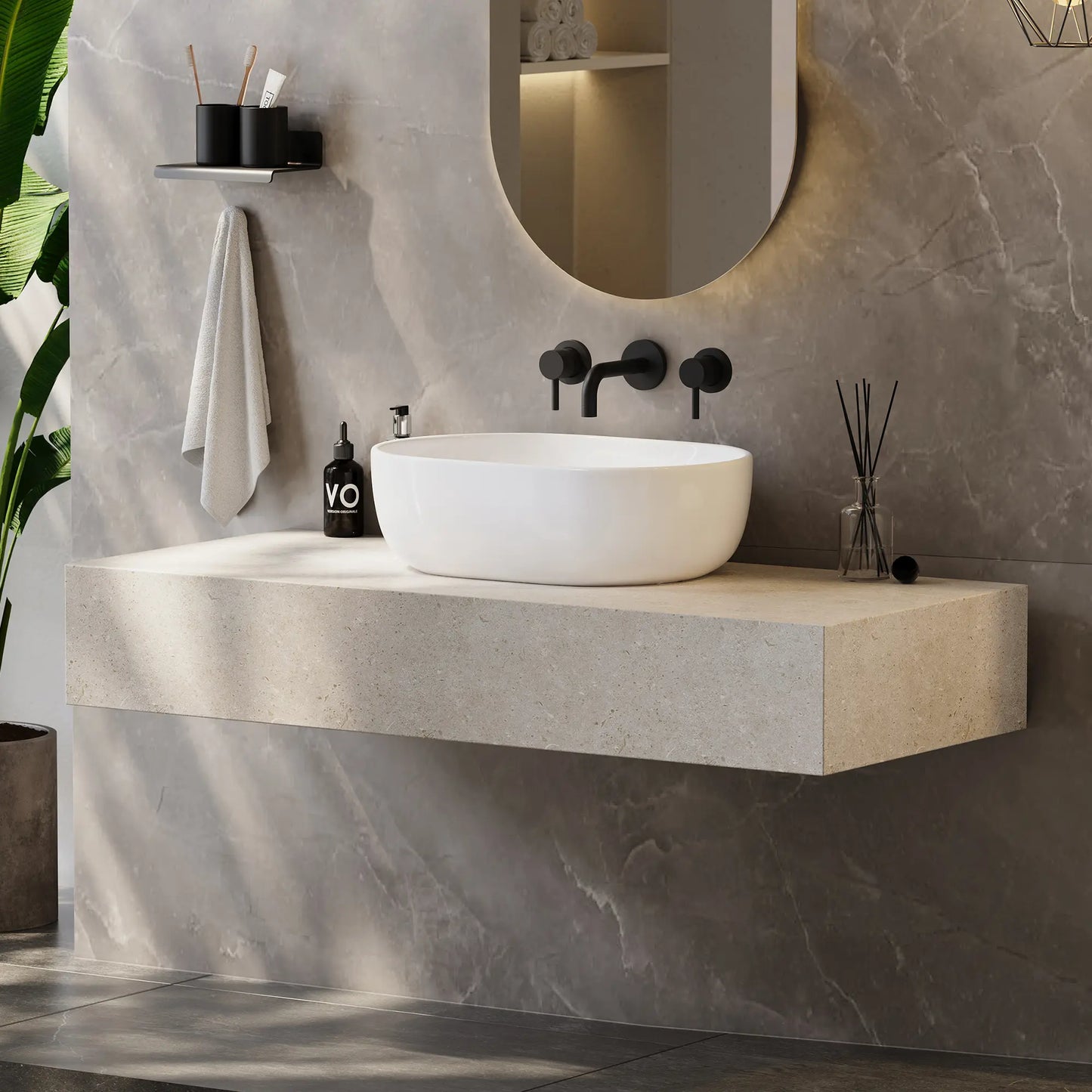 Salerno Oval Vessel White Porcelain Bathroom Sink Available in Multiple Sizes