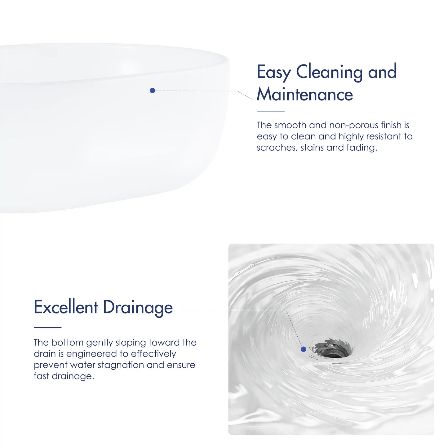 Salerno Oval Vessel White Porcelain Bathroom Sink Available in Multiple Sizes