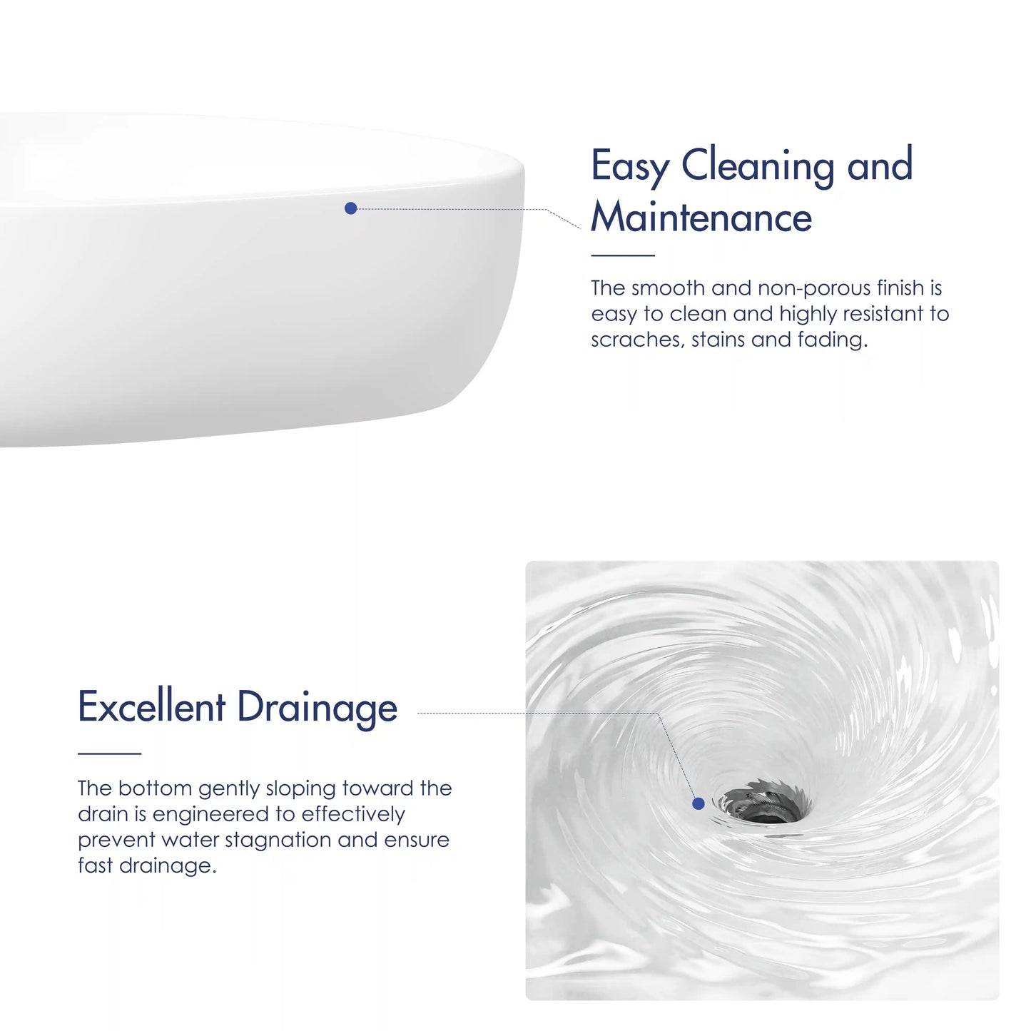 Salerno Oval Vessel White Porcelain Bathroom Sink Available in Multiple Sizes