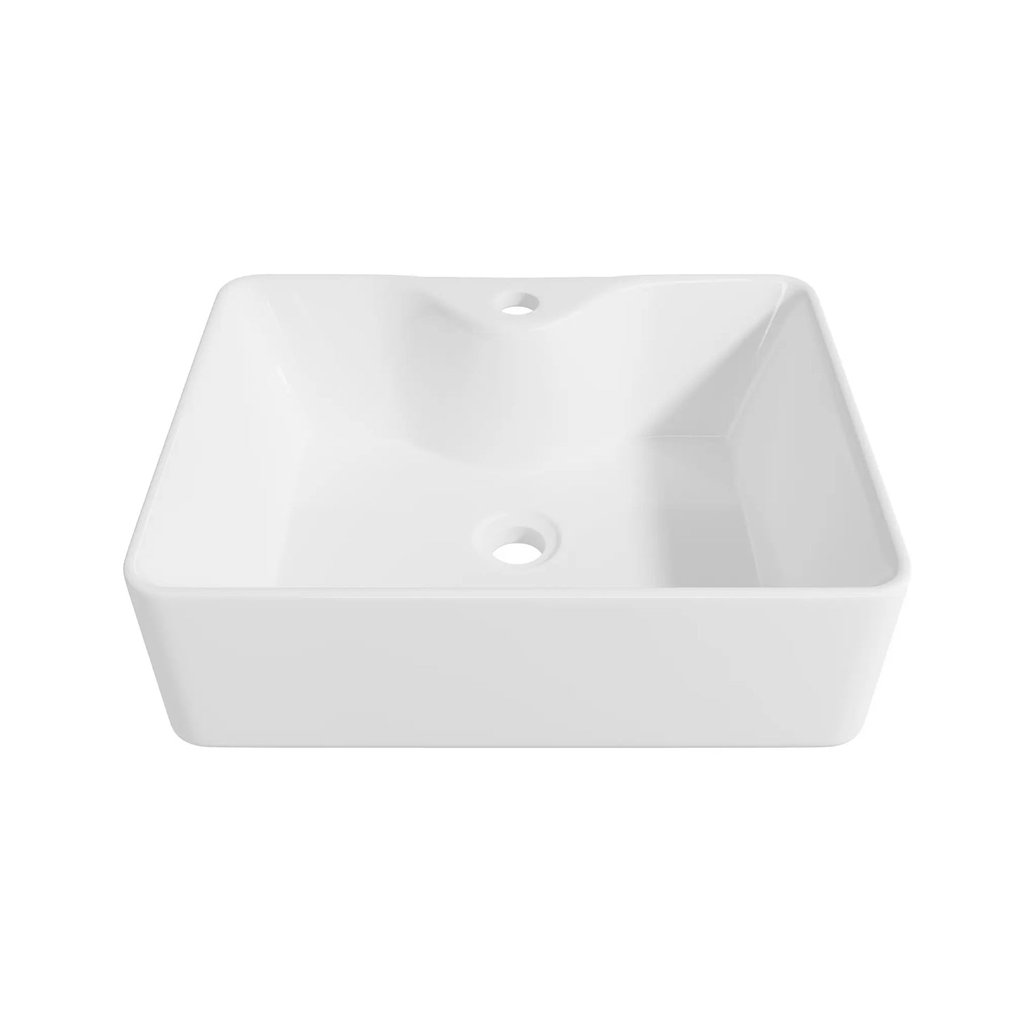 16" x 12" Rectangular Vitreous China Vessel Bathroom Sink with Faucet Hole